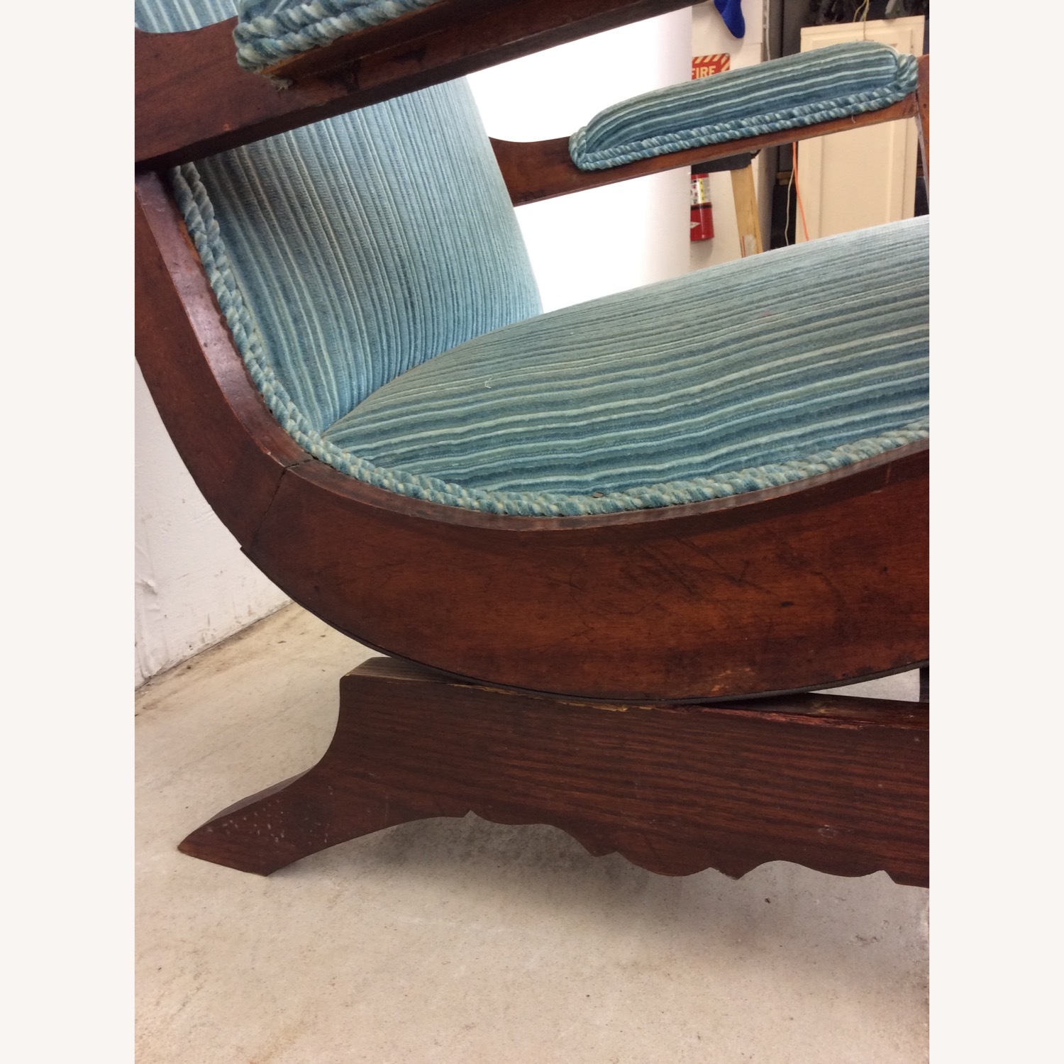 Antique Upholstered Rocking Chair with Carved Wood - image-16
