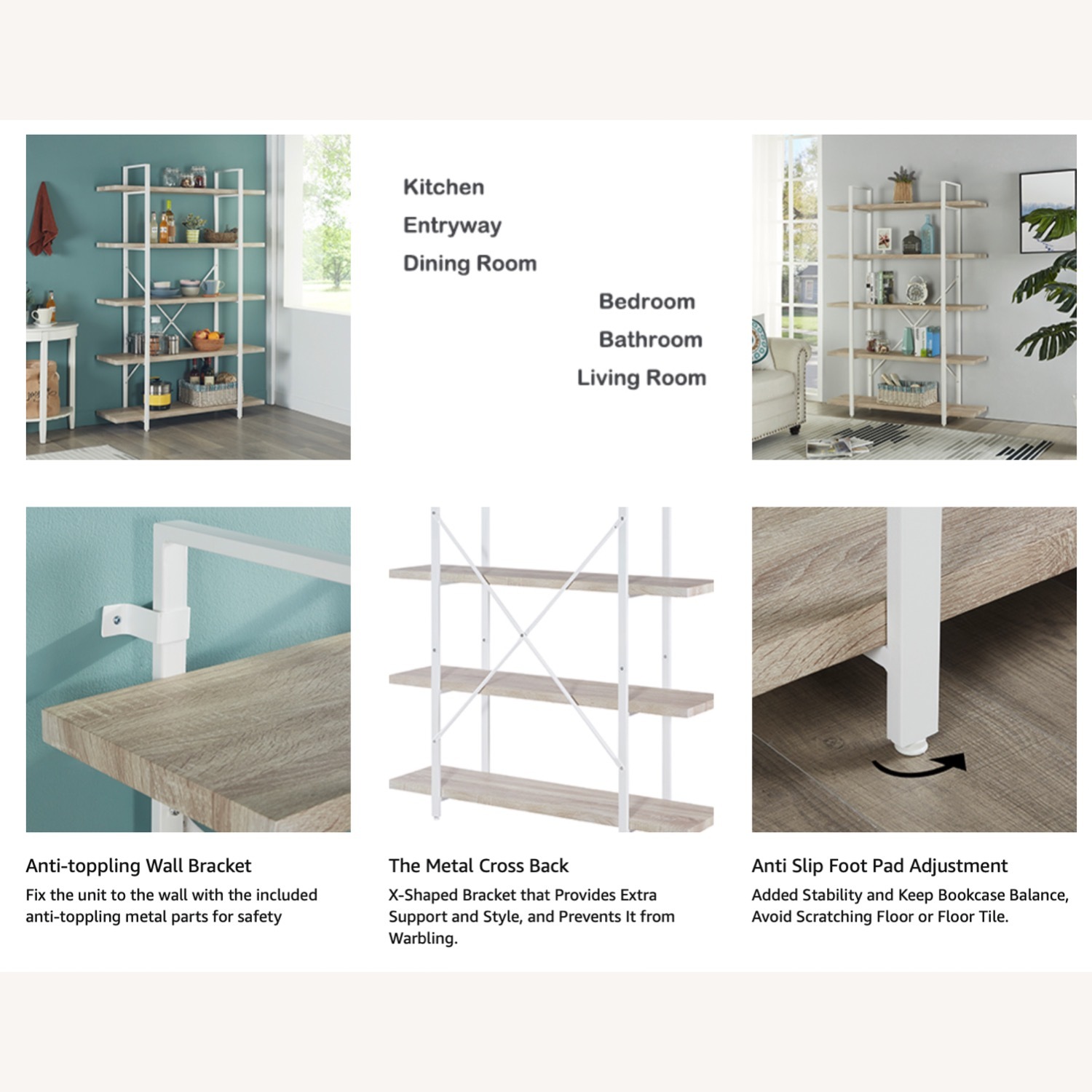 HOMISSUE Light Oak 5-level Shelf - image-9