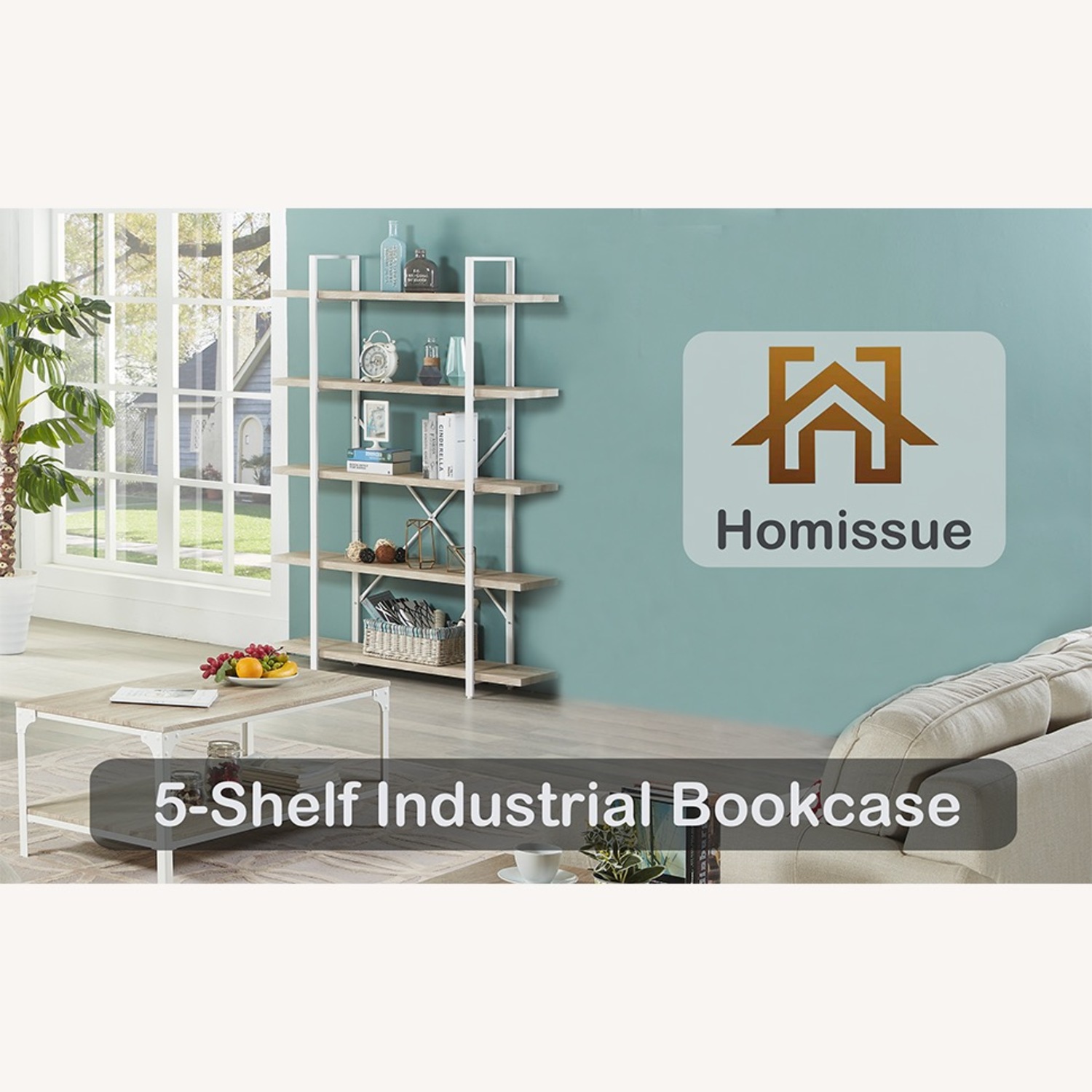 HOMISSUE Light Oak 5-level Shelf - image-8
