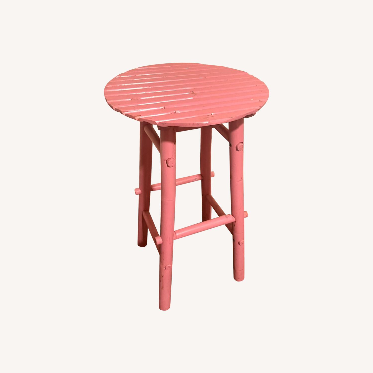 Cute Pink Wood Stool - image-0