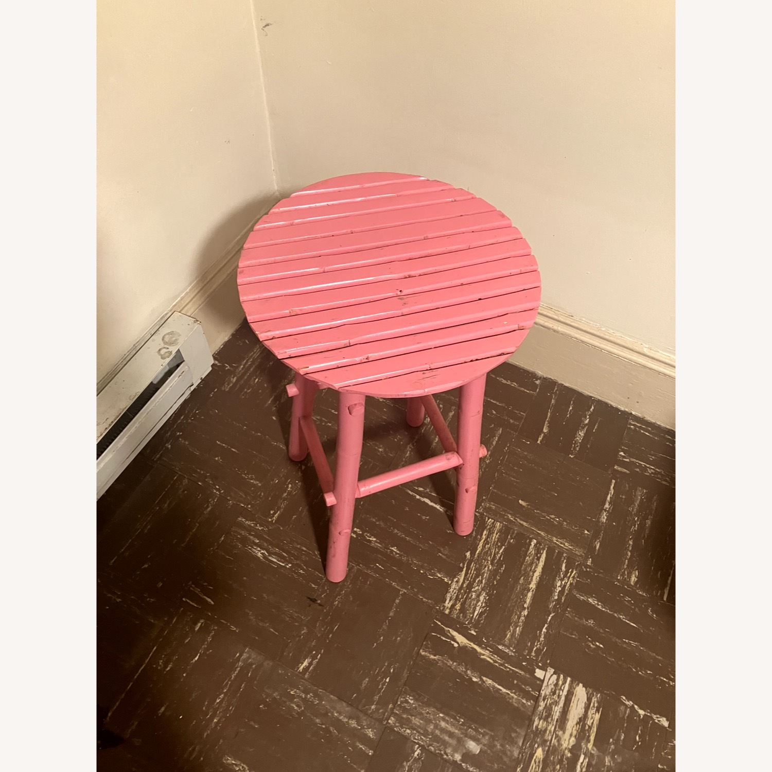 Cute Pink Wood Stool - image-3