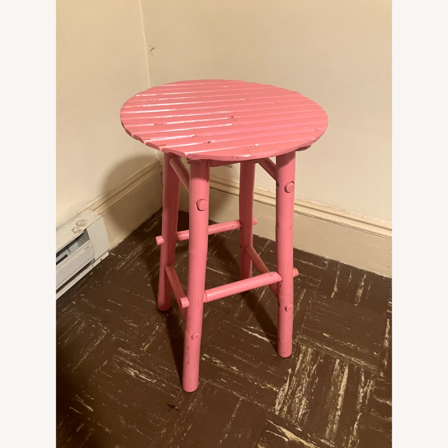 Cute Pink Wood Stool - image-4