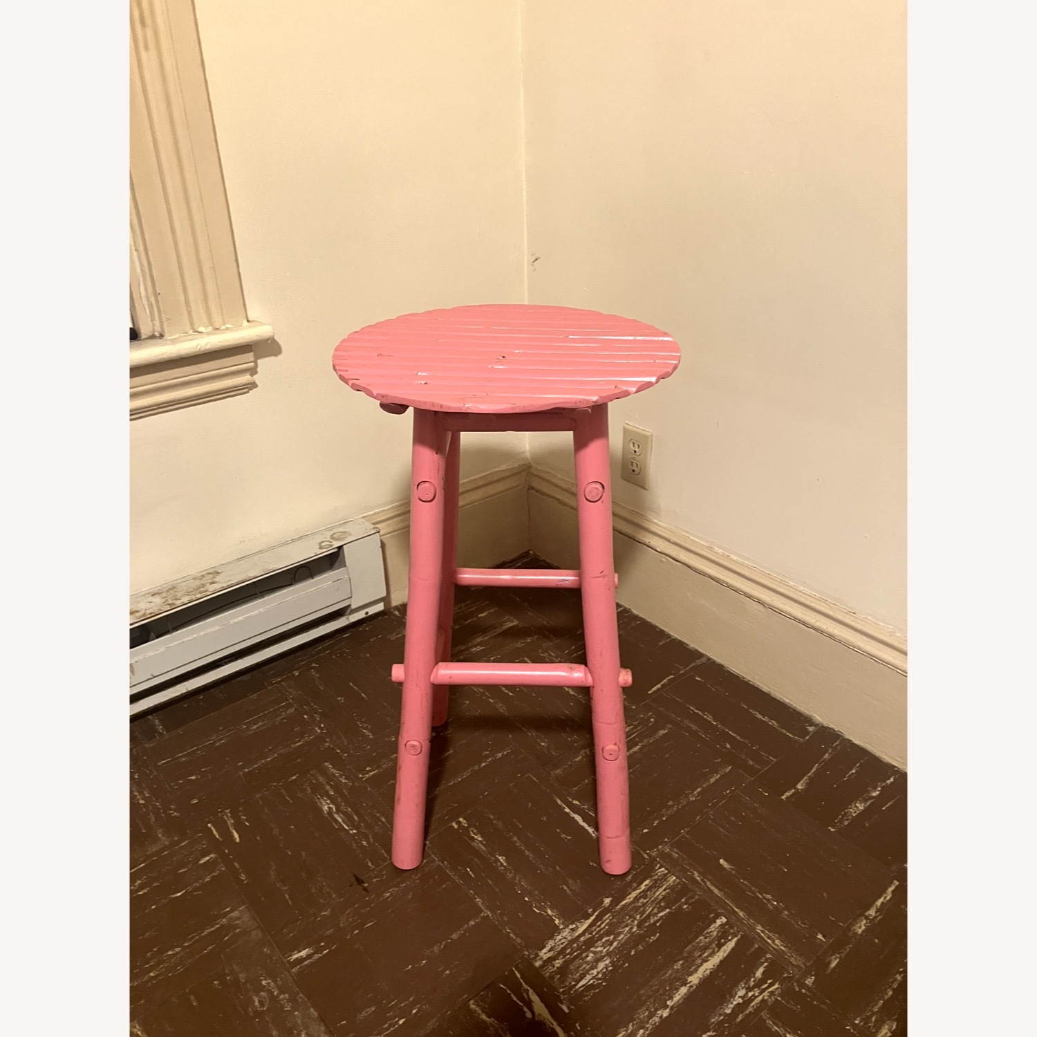 Cute Pink Wood Stool - image-2