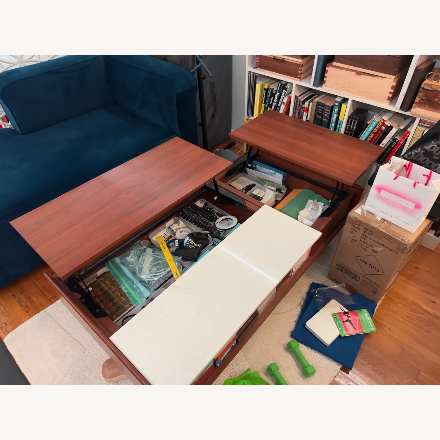 Mid-Century Marble Pop-Up Coffee Table - image-5