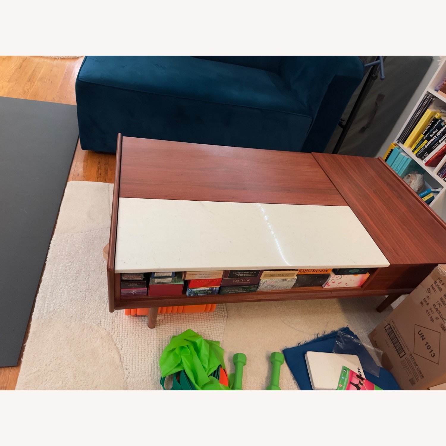 Mid-Century Marble Pop-Up Coffee Table - image-4