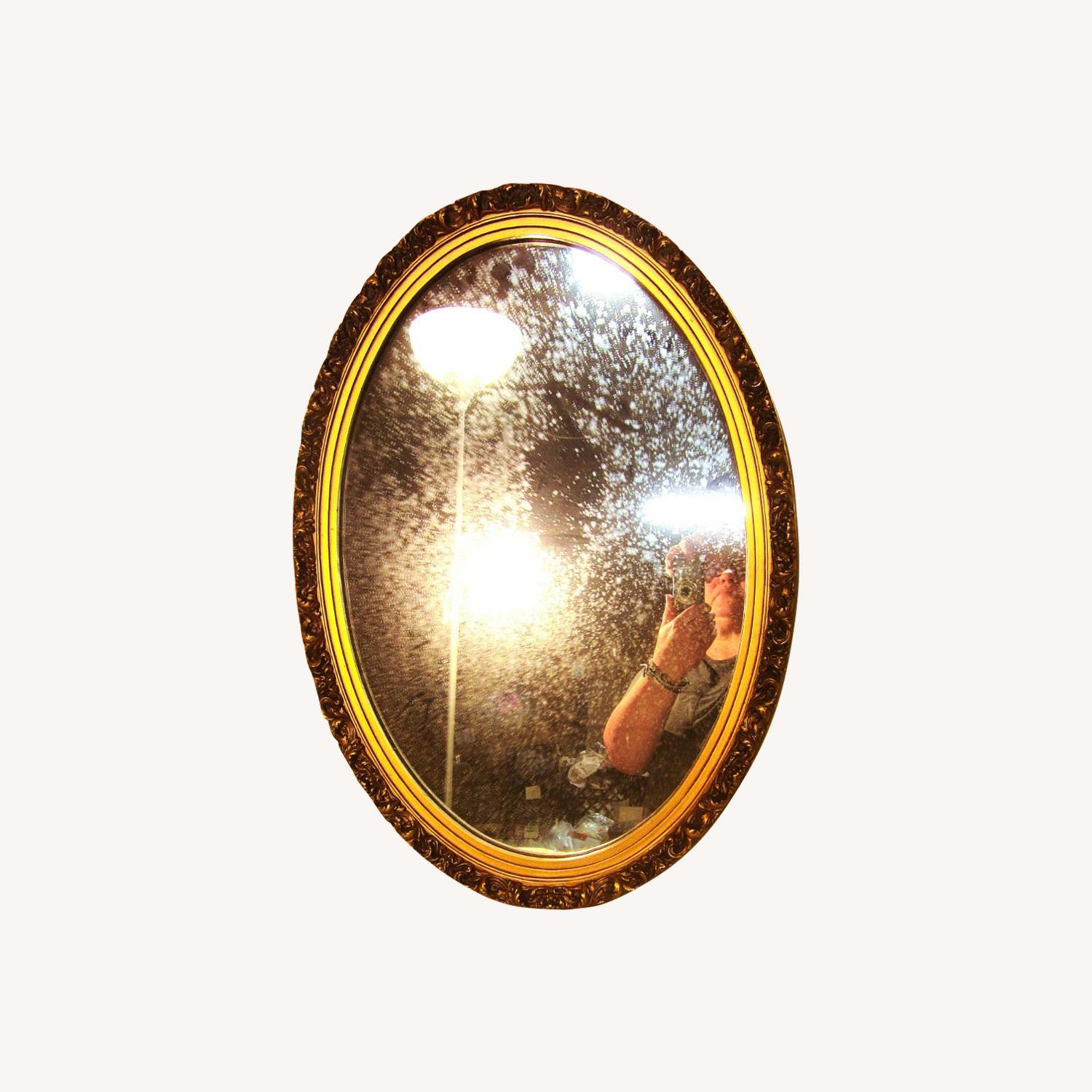 Vintage 50's Gold Tone Framed Mirror  - image-0