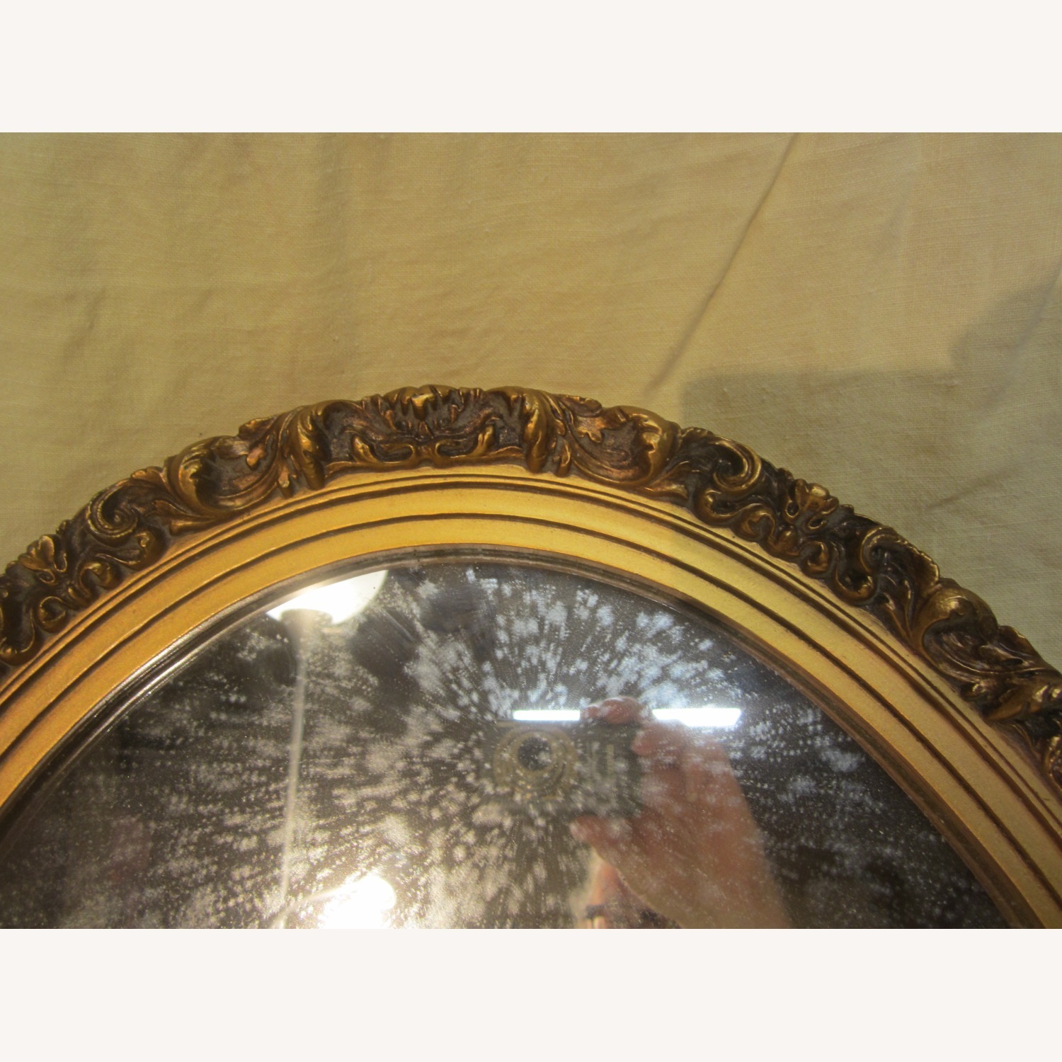 Vintage 50's Gold Tone Framed Mirror  - image-6