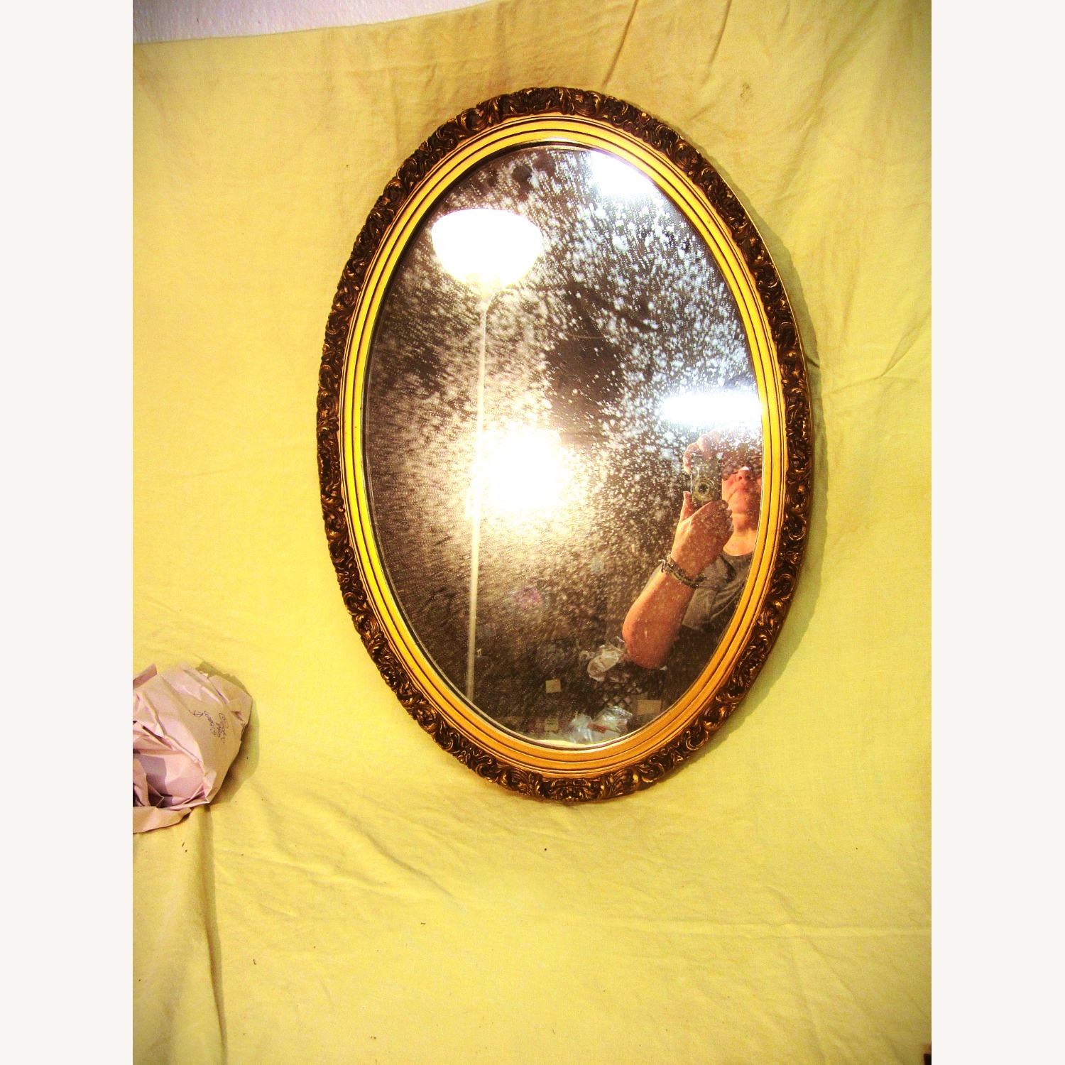 Vintage 50's Gold Tone Framed Mirror  - image-1