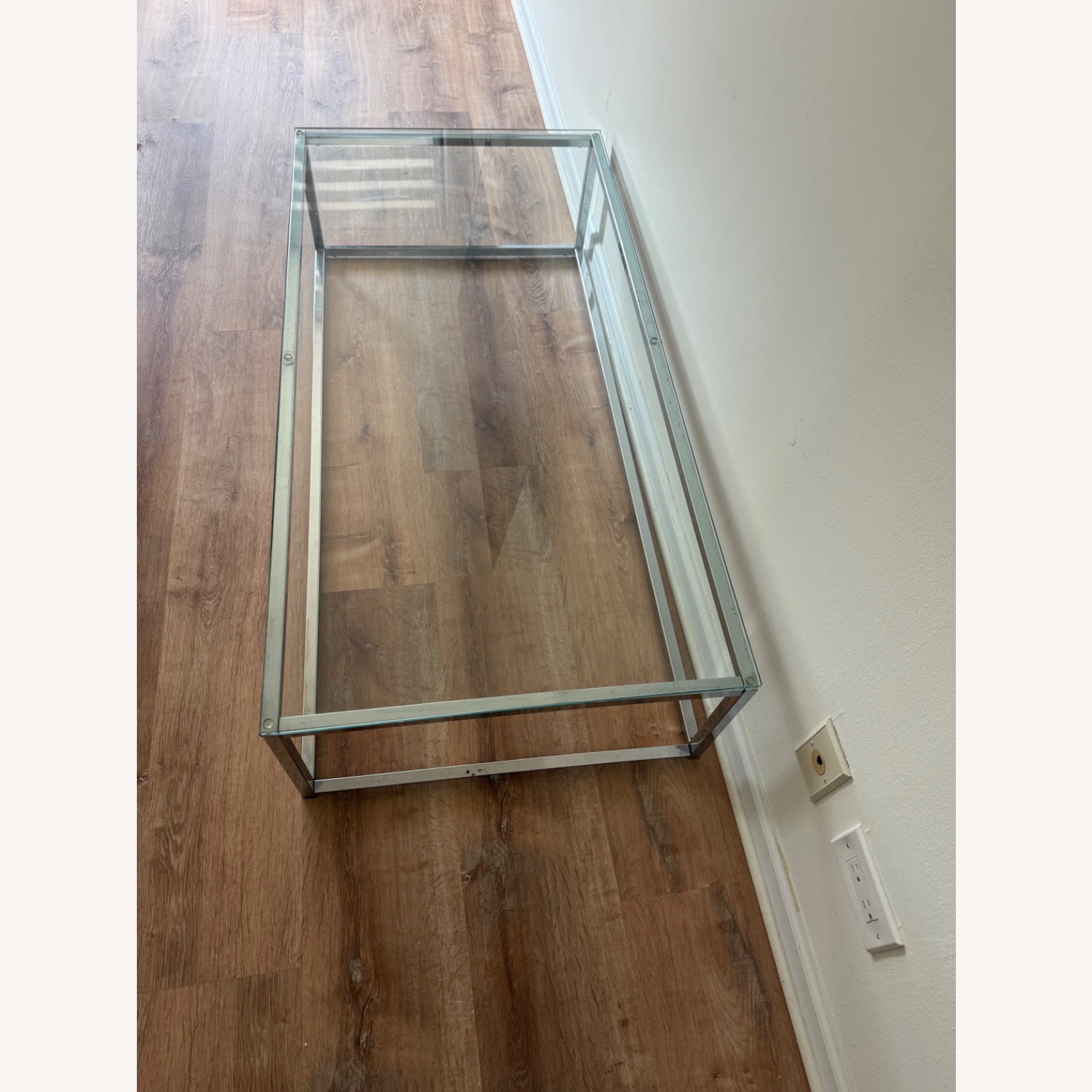 Raymour & Flanigan Silver and Glass Low Coffee Table - image-2