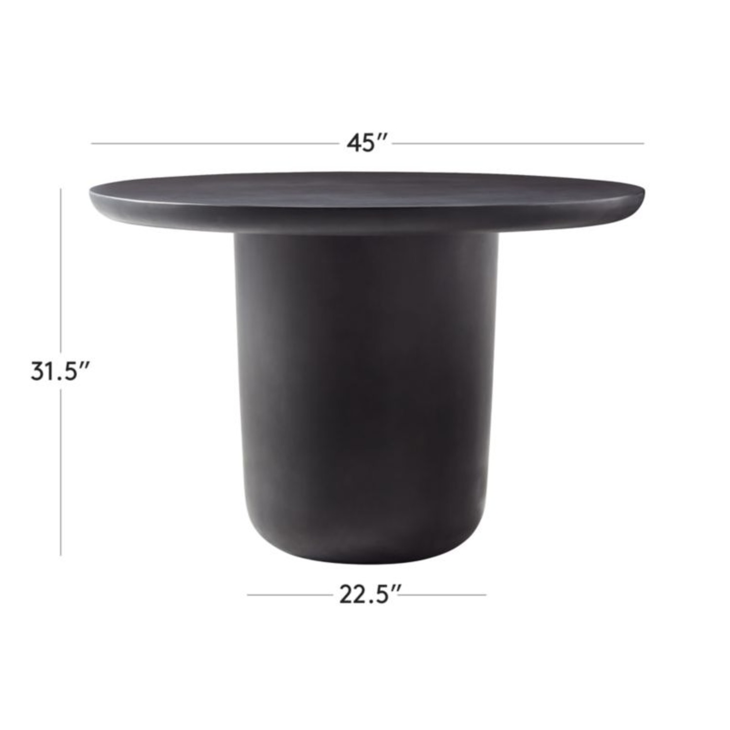 CB2 Lola 45" Round Black Concrete Dining Table - image-8