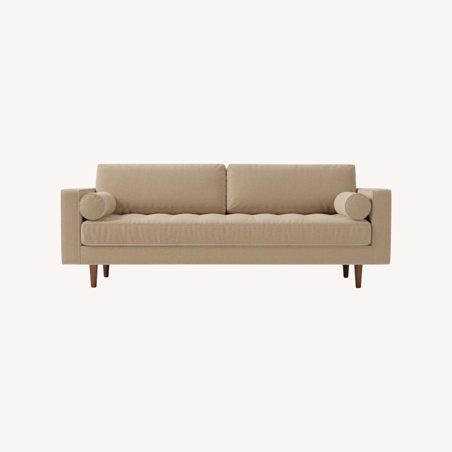 West Elm Dennes Sofa Dusty Rose Distressed Velvet - image-4