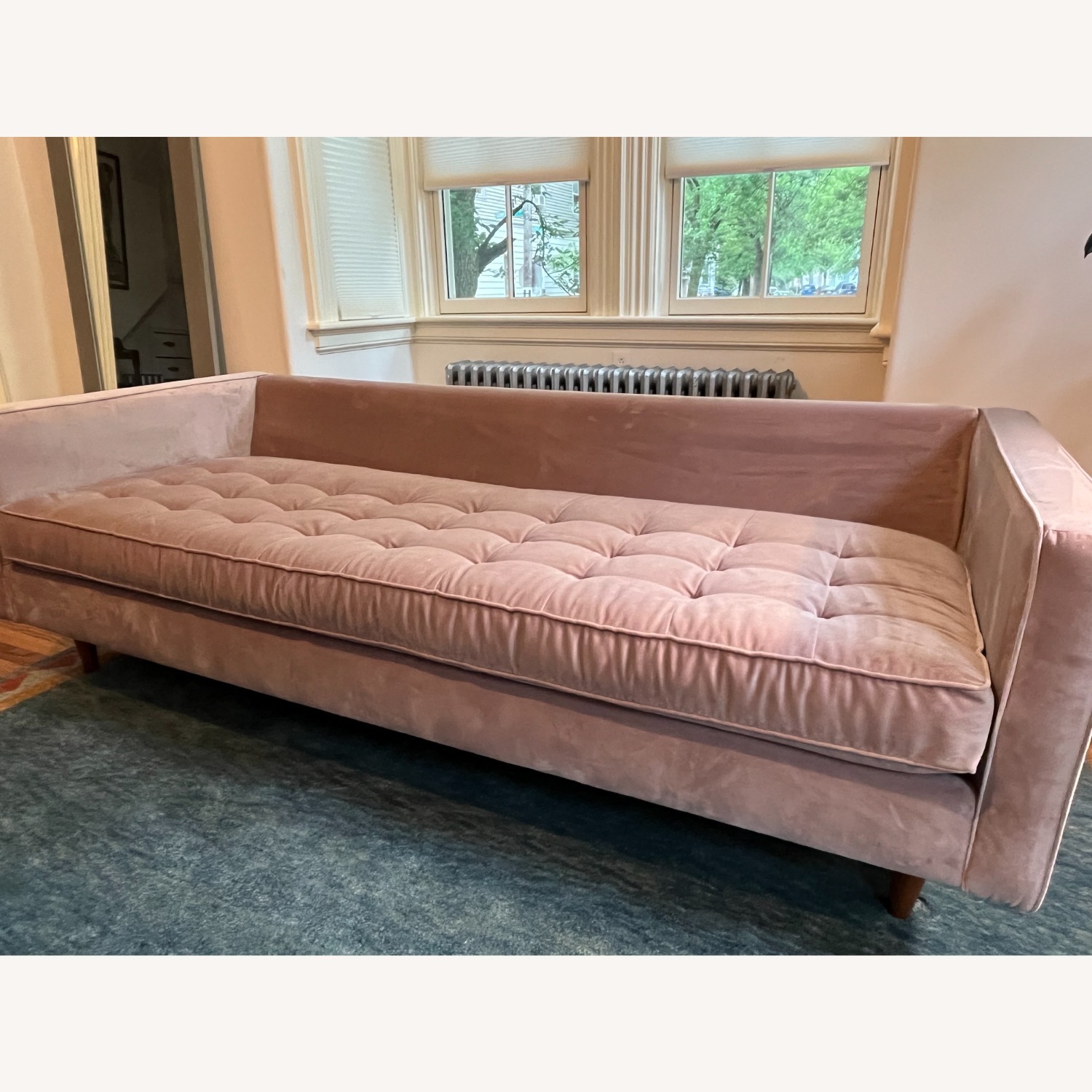 West Elm Dennes Sofa Dusty Rose Distressed Velvet - image-6