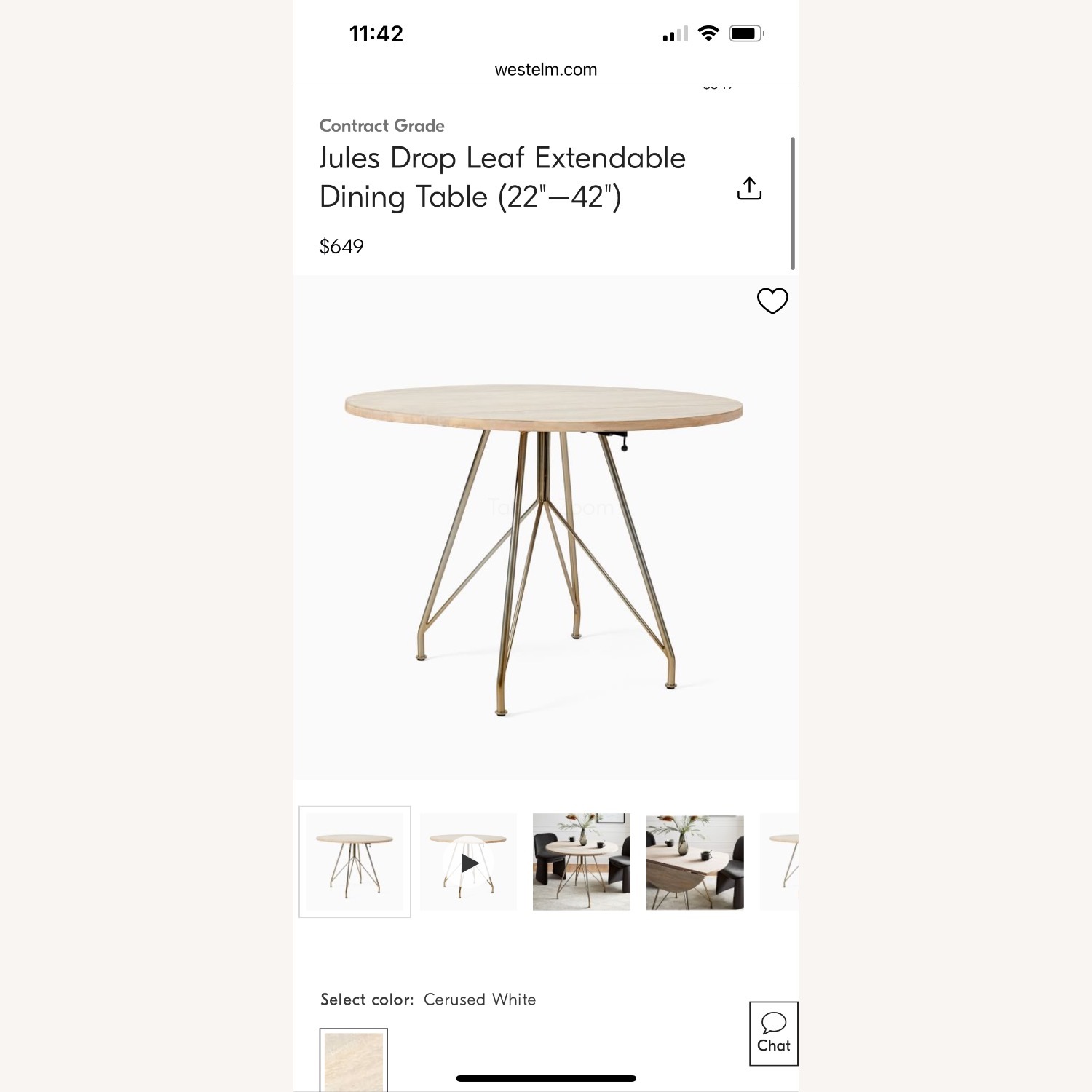 West Elm Jules Drop Leaf Table  - image-1