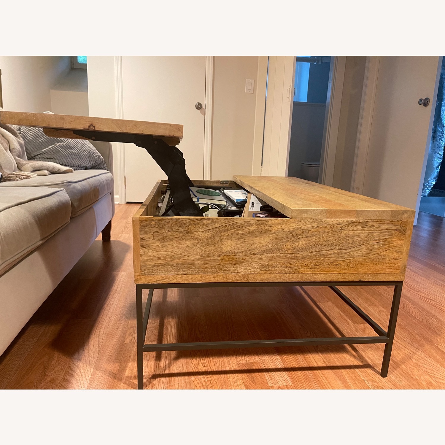 West Elm Industrial Storage Pop-Up Coffee Table - image-3