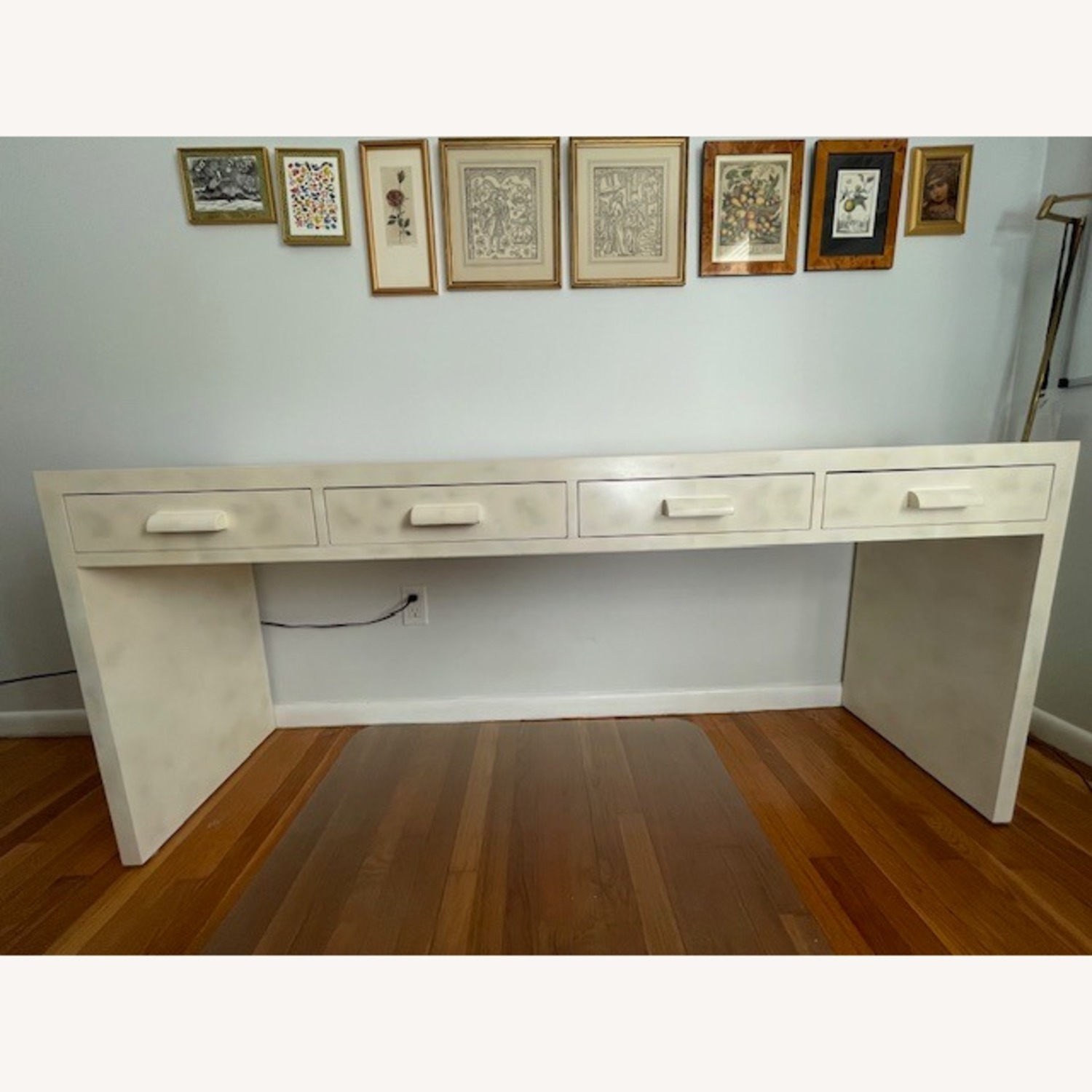 Long Desk Console Couch table in Ivory Lacquer - image-1