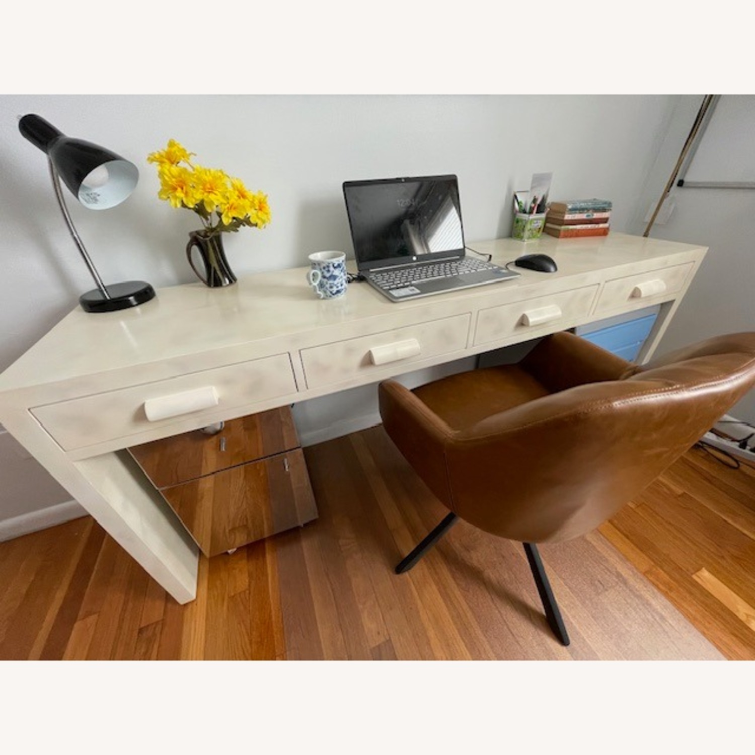 Long Desk Console Couch table in Ivory Lacquer - image-5