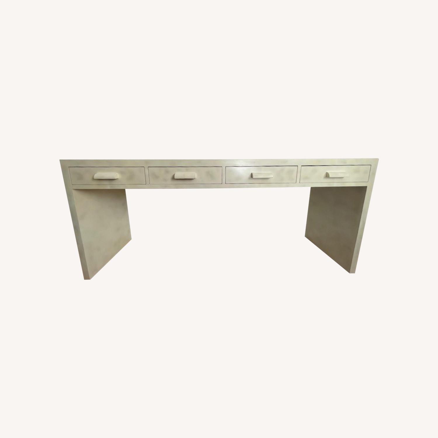 Long Desk Console Couch table in Ivory Lacquer - image-0