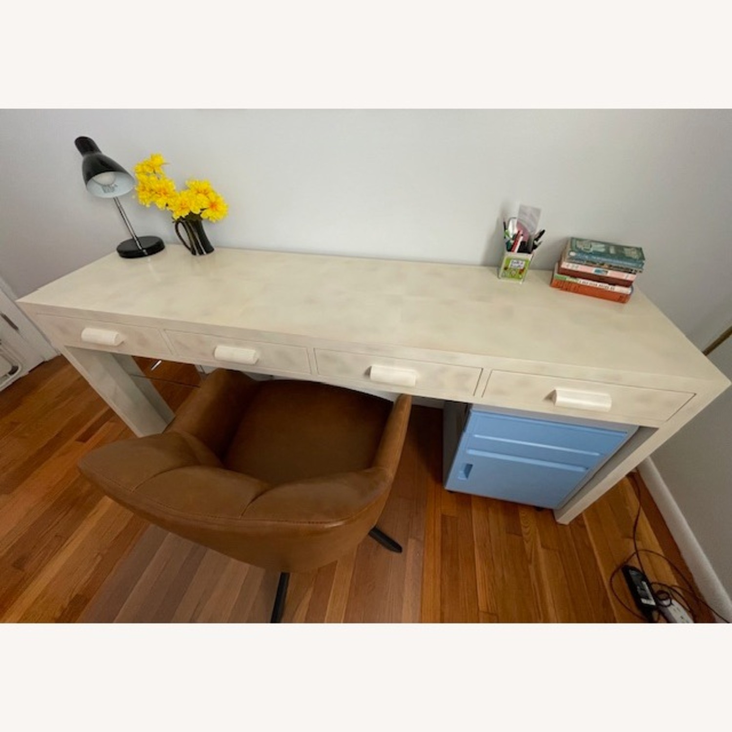 Long Desk Console Couch table in Ivory Lacquer - image-11