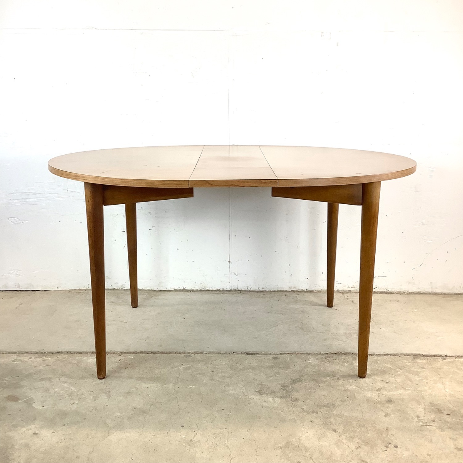 Mid-Century Round Dining Table W Leaf - image-3