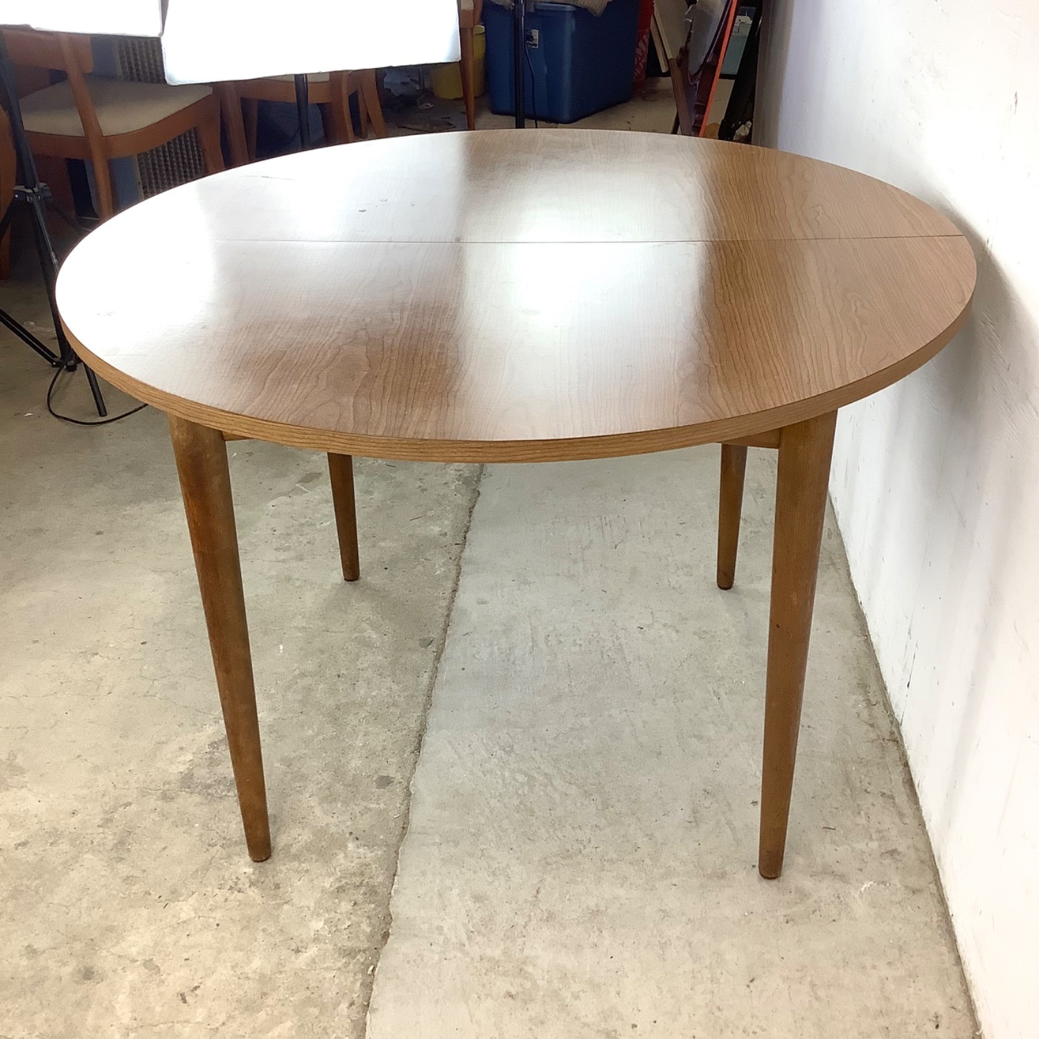Mid-Century Round Dining Table W Leaf - image-8