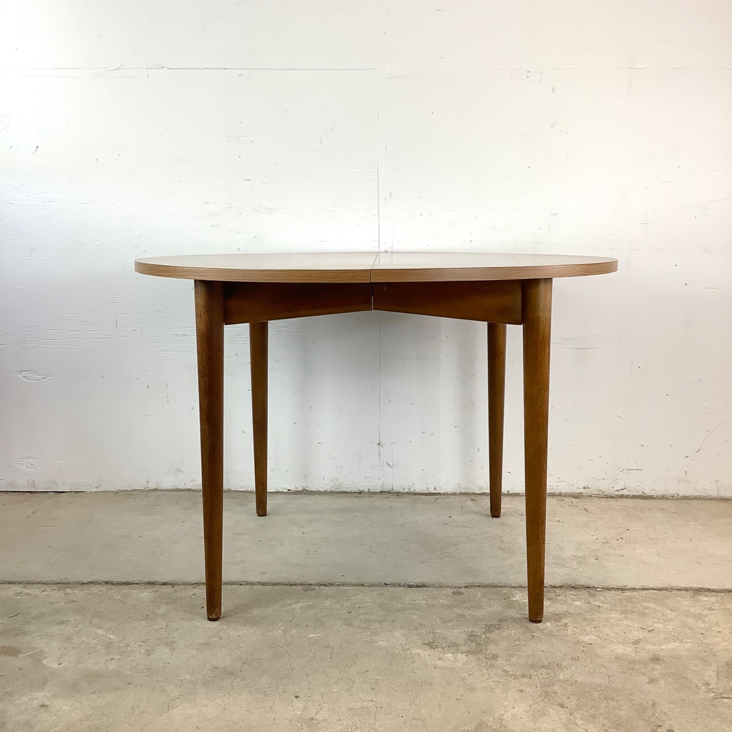 Mid-Century Round Dining Table W Leaf - image-1