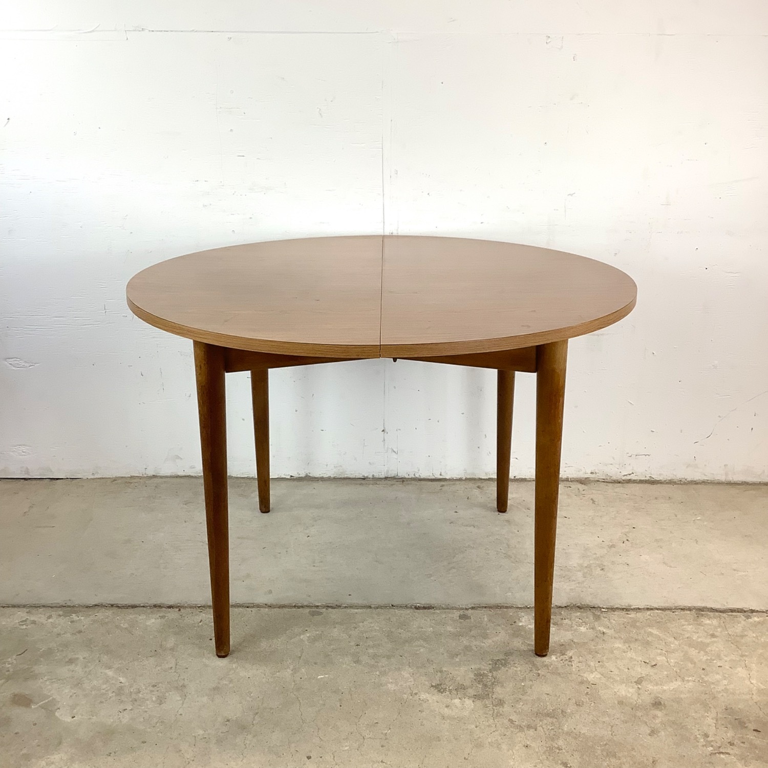 Mid-Century Round Dining Table W Leaf - image-0
