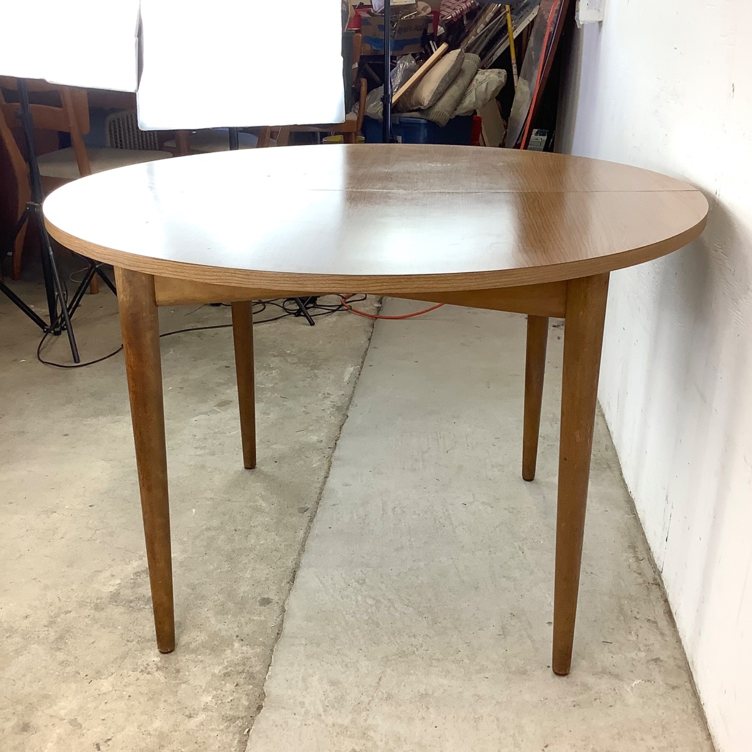 Mid-Century Round Dining Table W Leaf - image-7