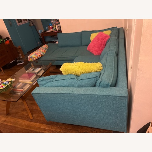 Used Joybird Turquoise Serena 2-piece Bumper Sofa for sale on AptDeco