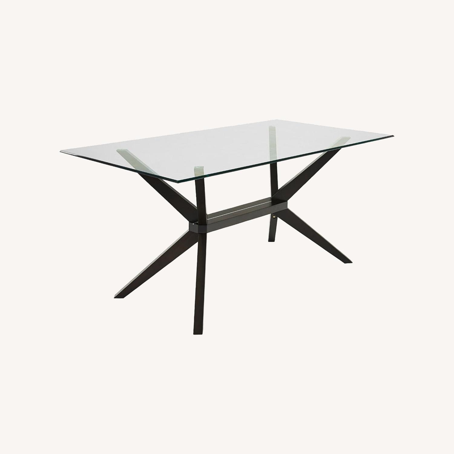 Cuomo Glass Top Solid Wood Base Dining Table - image-0