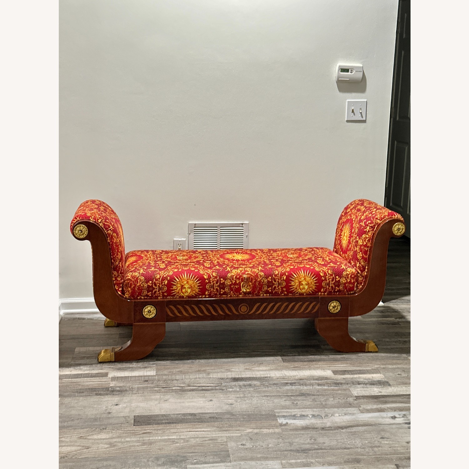 Vintage Italian Style Carved Bed Side Wood Bench  - image-1