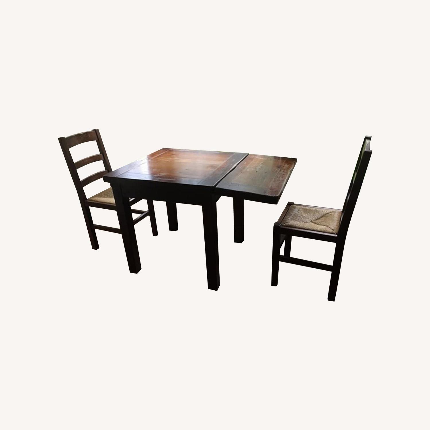 French Oak Kitchen Table + 2 Chairs - image-0