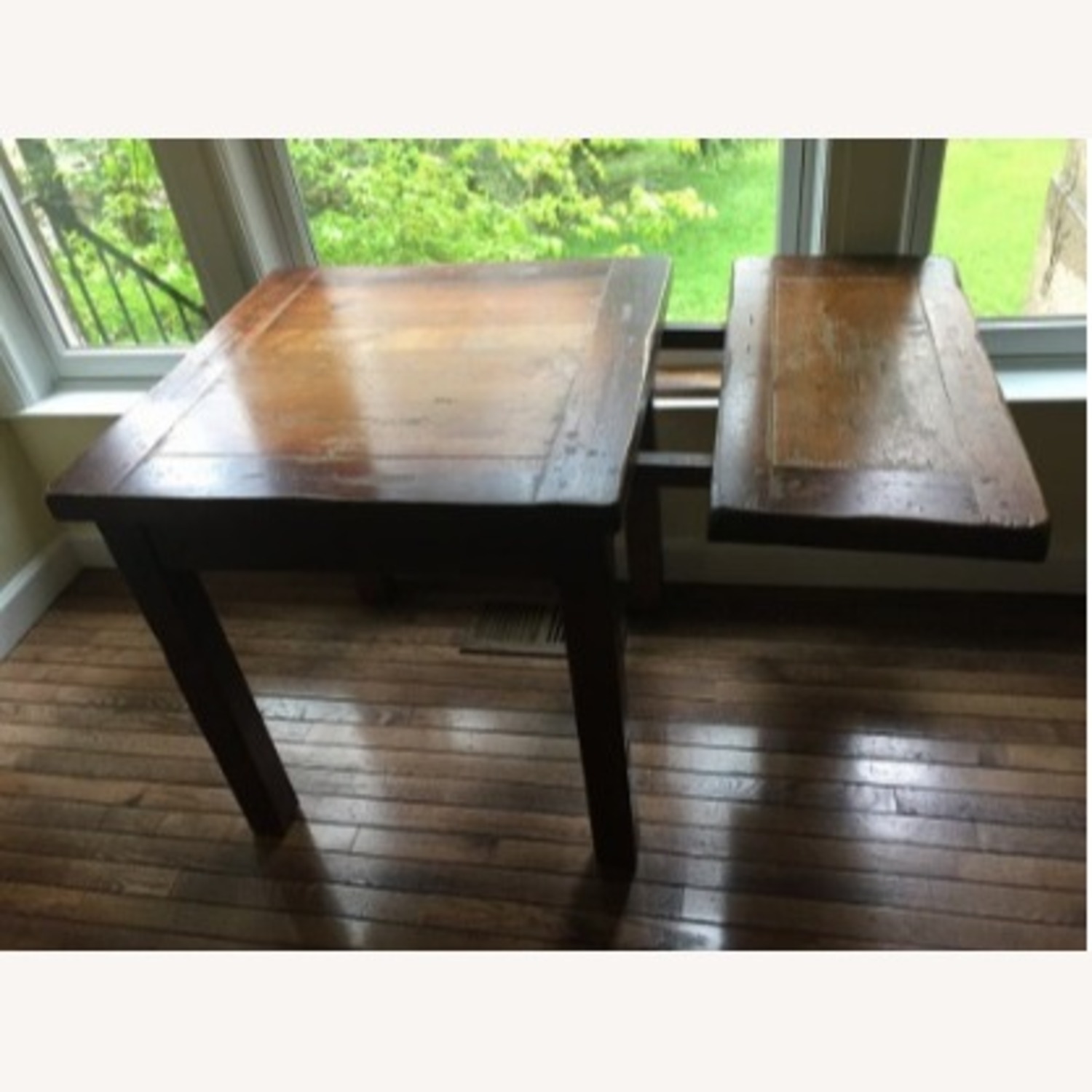 French Oak Kitchen Table + 2 Chairs - image-2