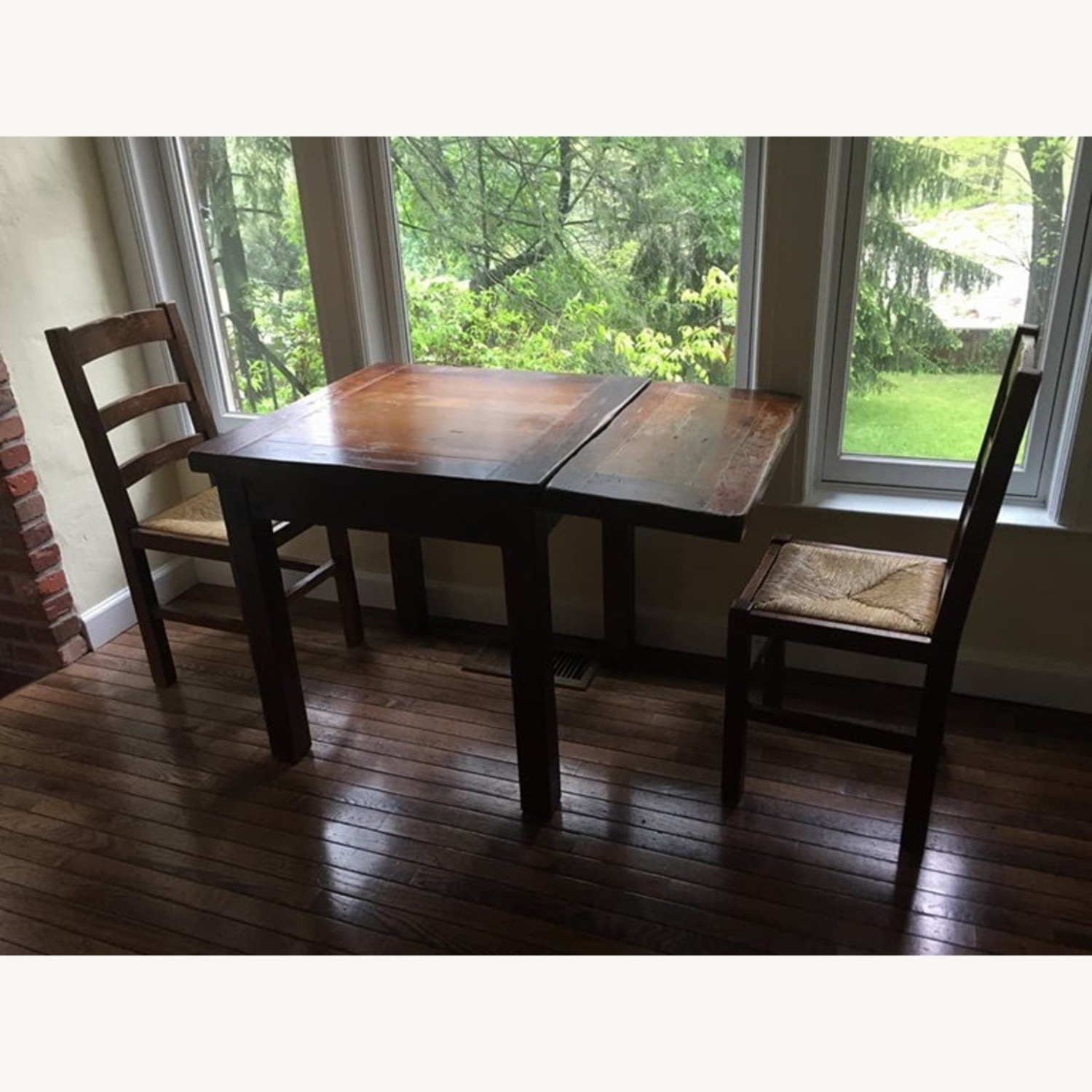 French Oak Kitchen Table + 2 Chairs - image-1
