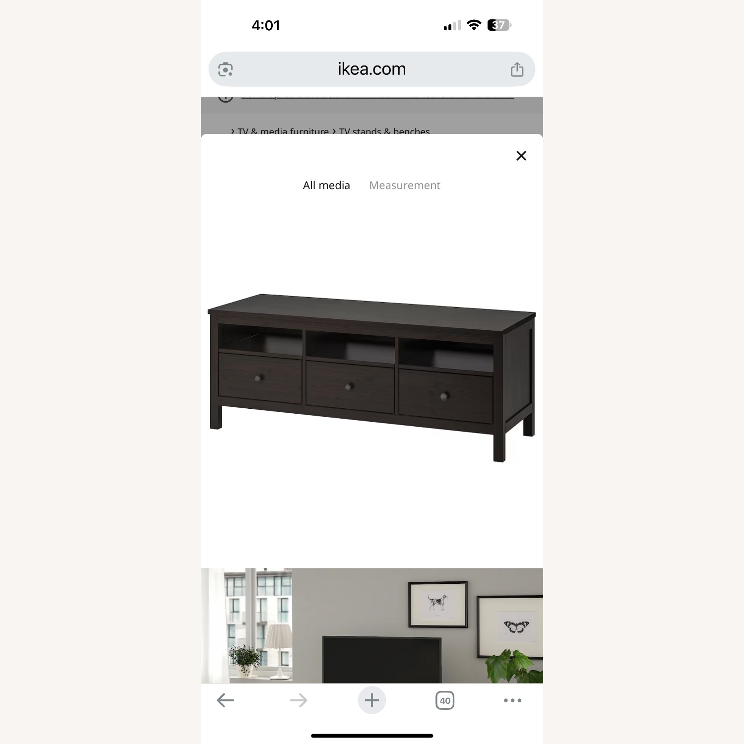 Hemnes TV Unit, Black-brown - image-2