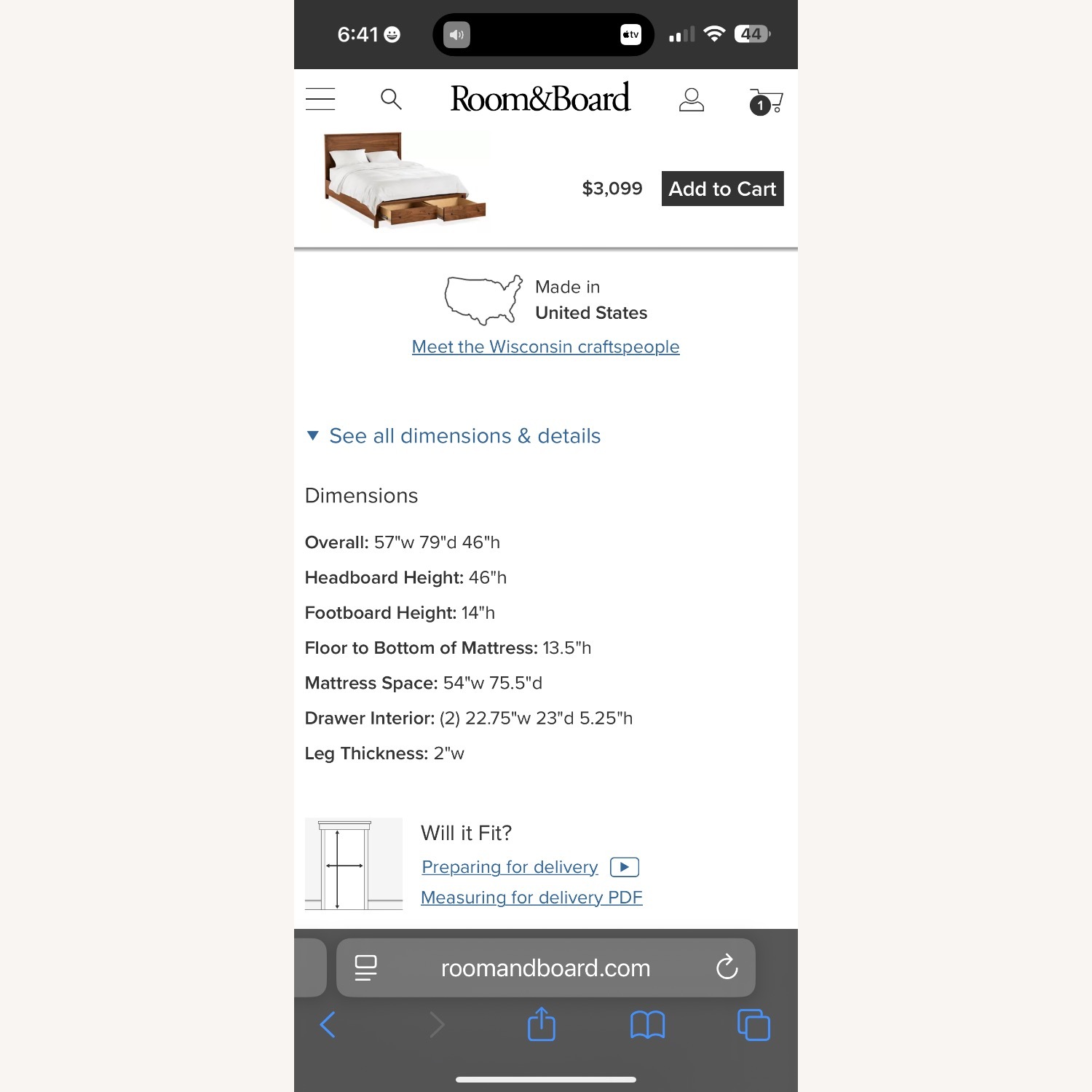 Room & Board  Emerson Full Size bed - image-9