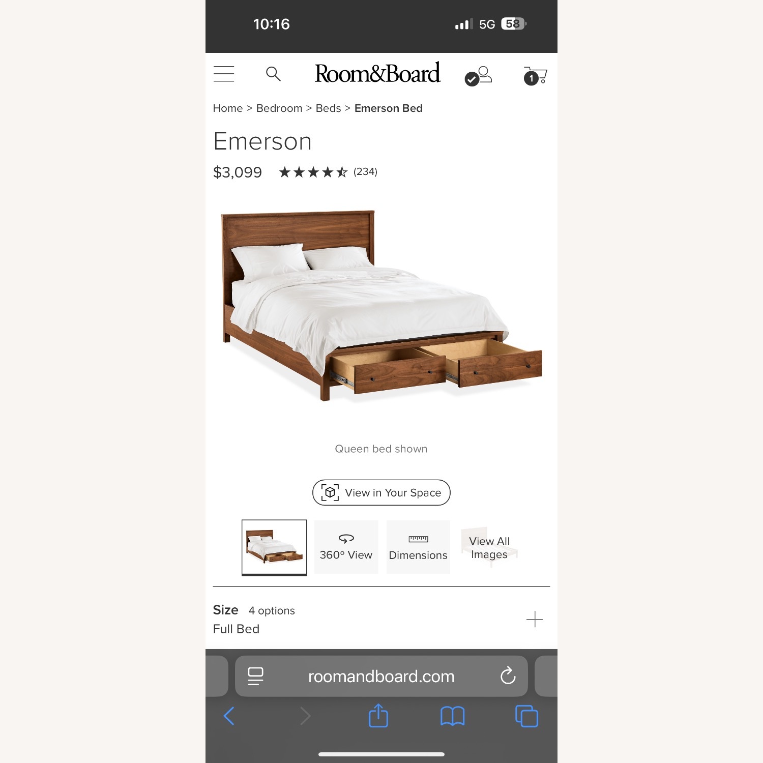 Room & Board  Emerson Full Size bed - image-4