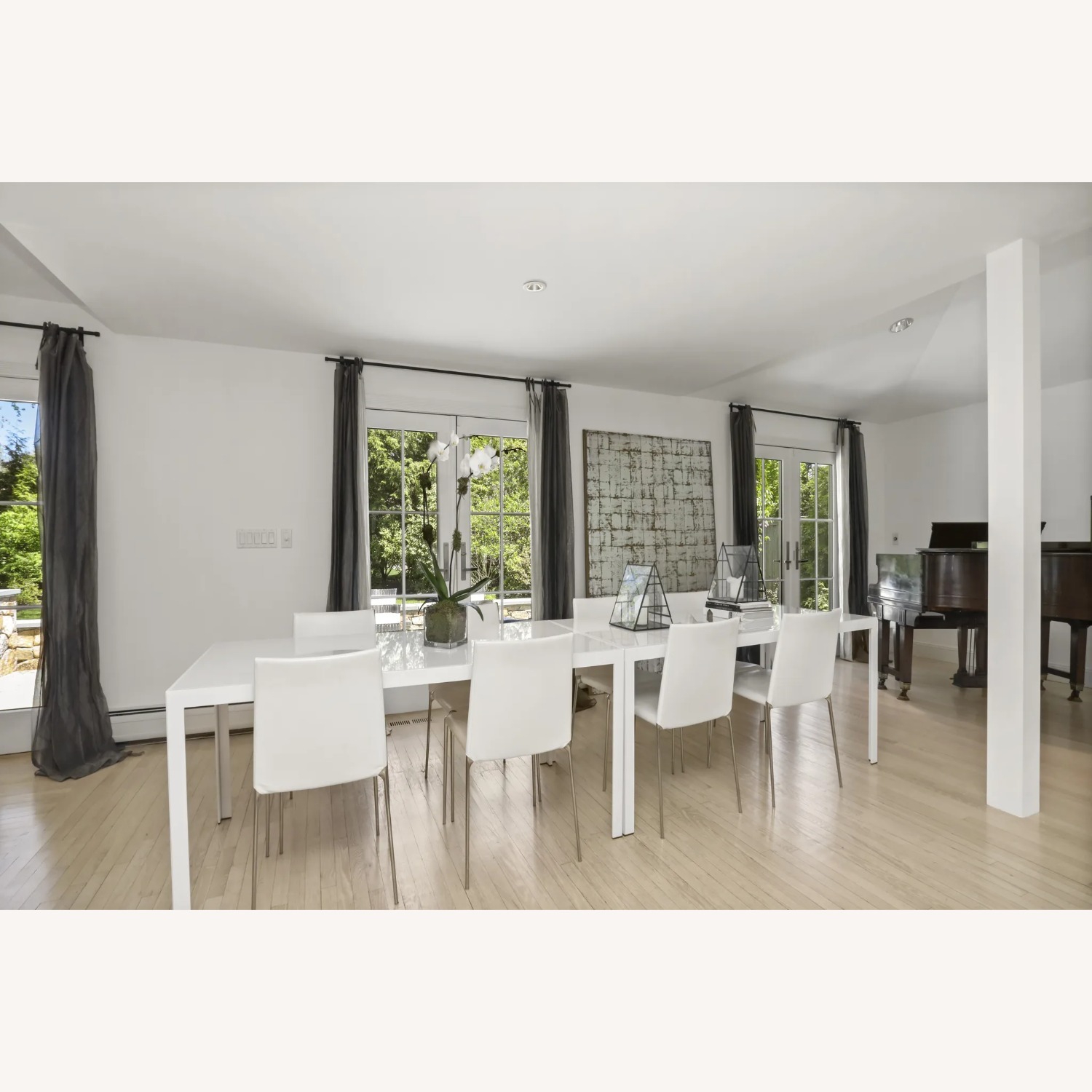 Modern White Metal & Glass Dining Table(s) - image-1