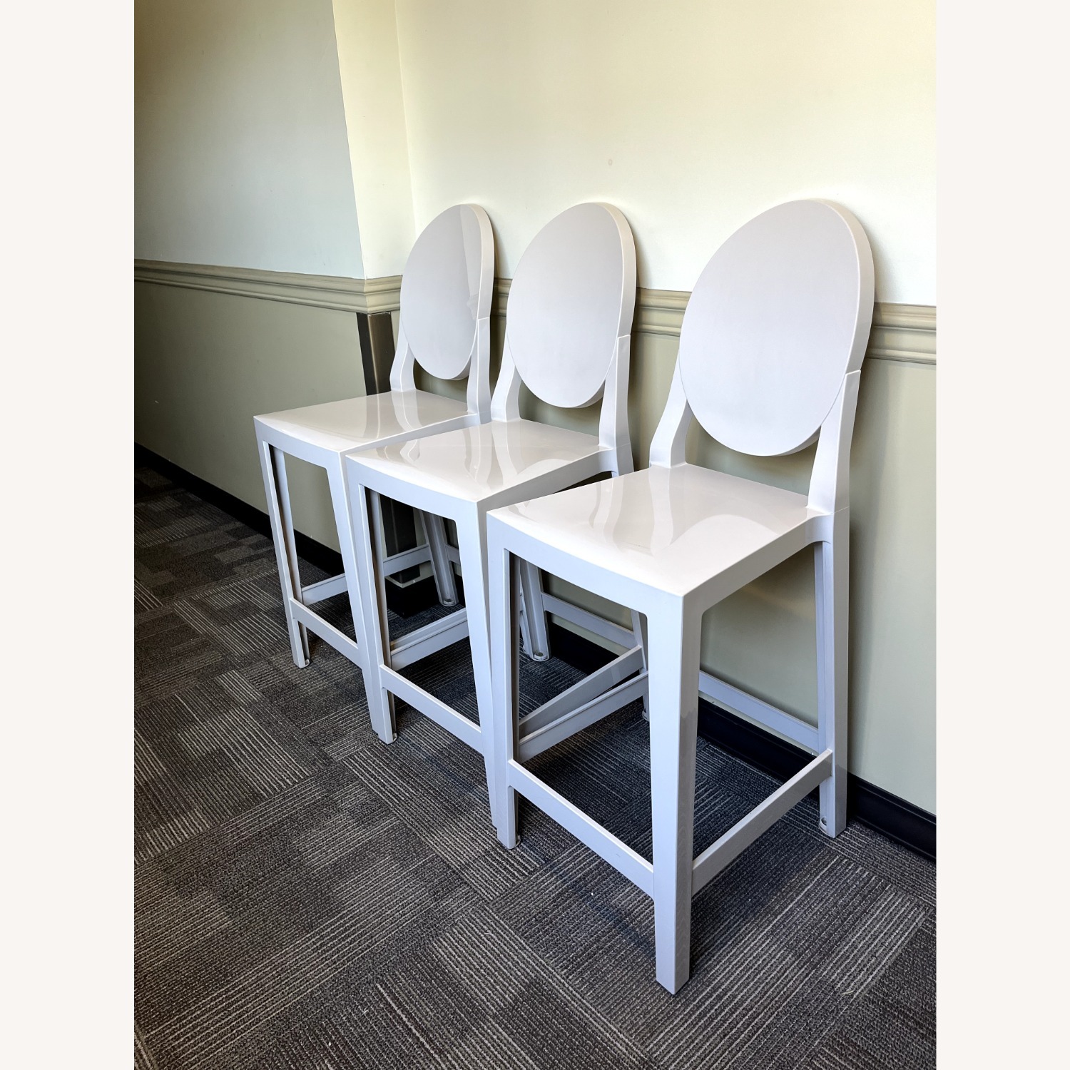 3 Kartell 'One More' Counter Stools Glossy Beige - image-4