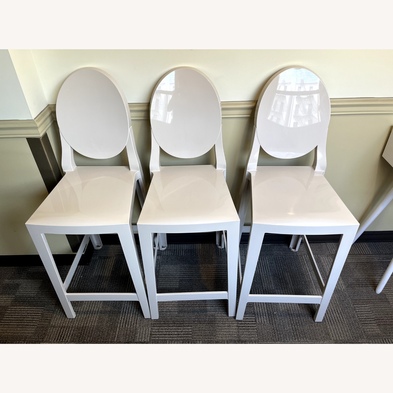 3 Kartell 'One More' Counter Stools Glossy Beige - image-1
