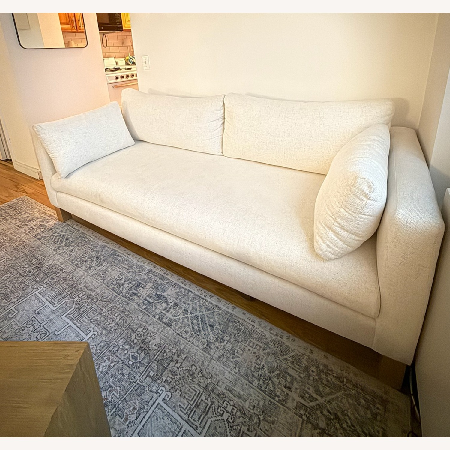 Pacific Bench Track Arm Sofa with Wood Legs - image-1