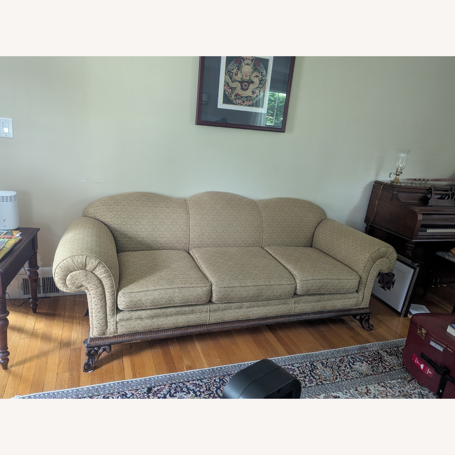 Vintage Rolled Arm Claw Foot Sofa - image-3