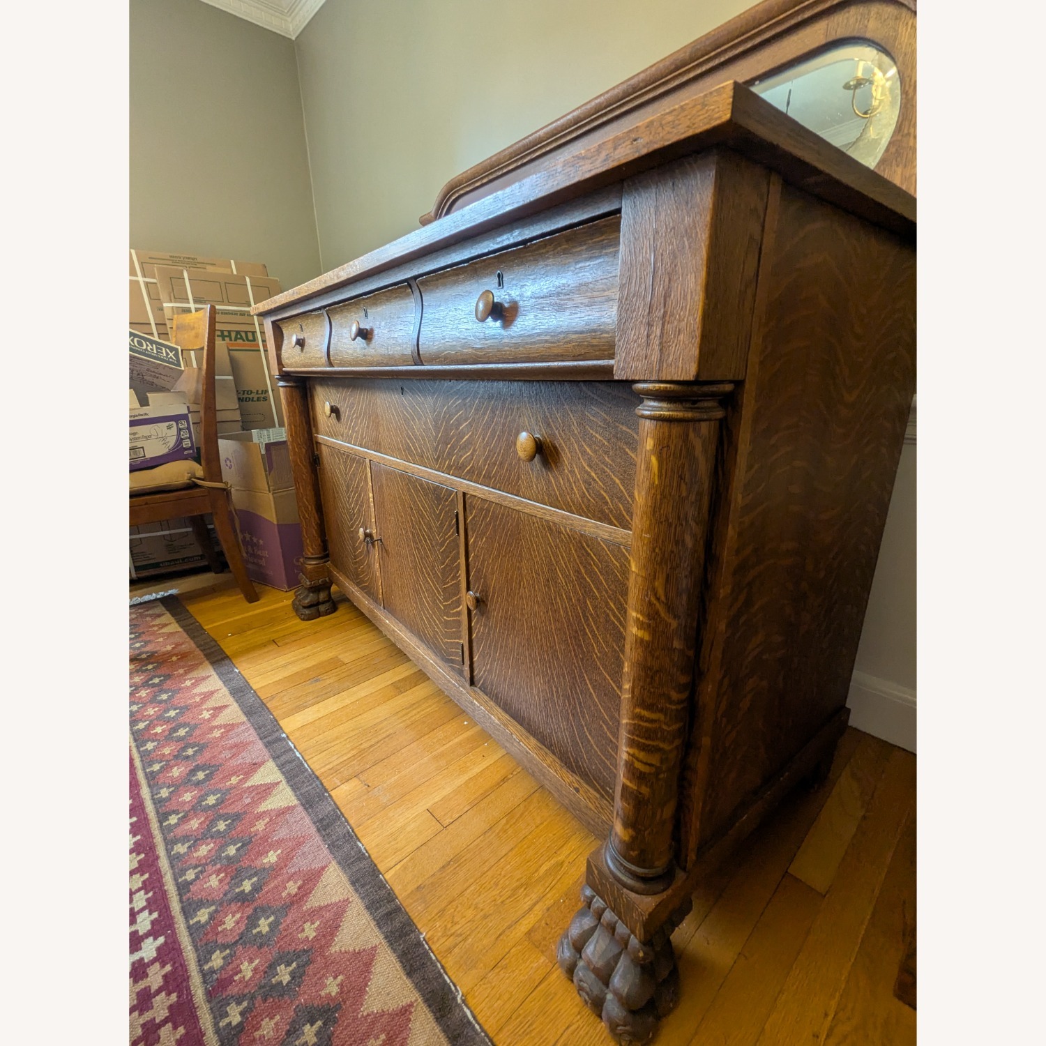 Vintage Wood Sideboard With Mirror  - image-3