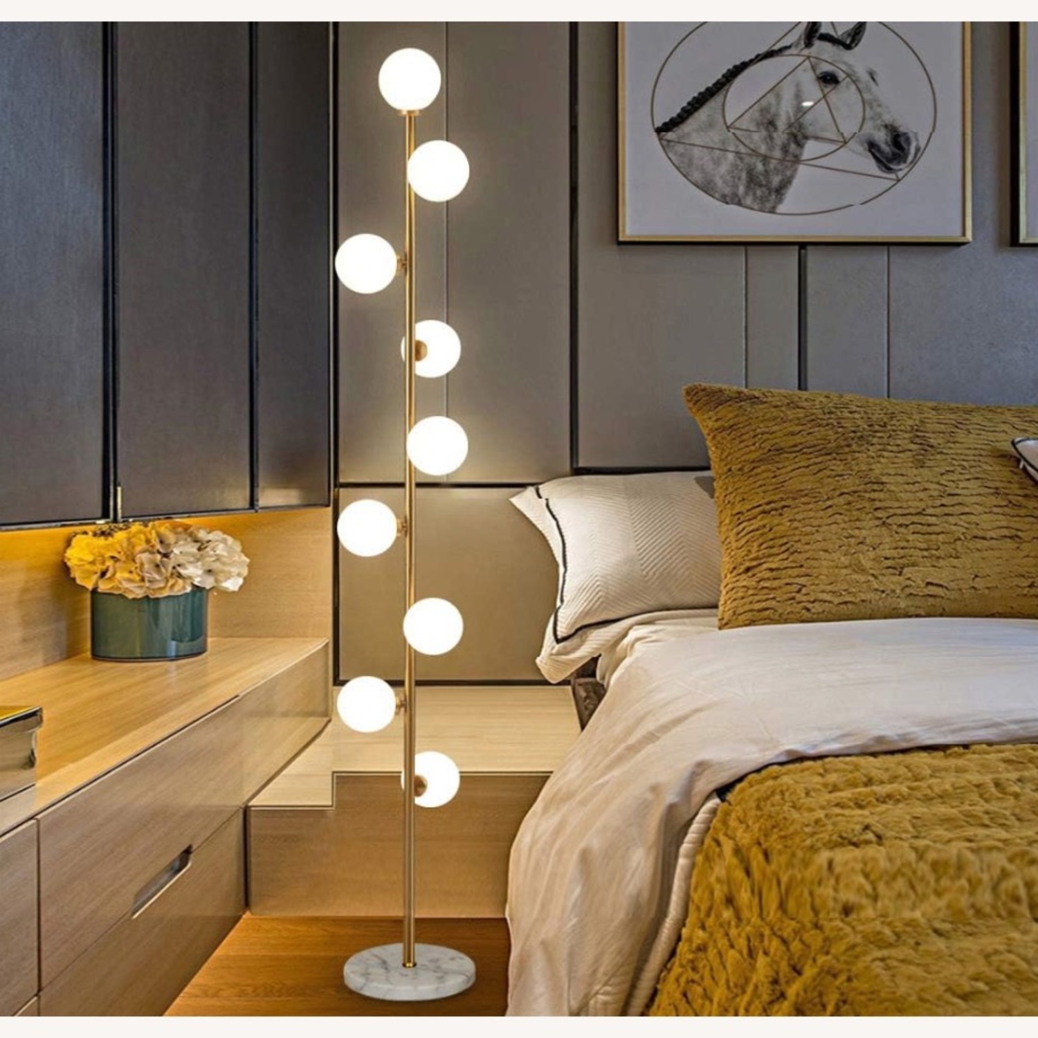 Gold Floor Lamps with Frosted Glass Globes - image-2