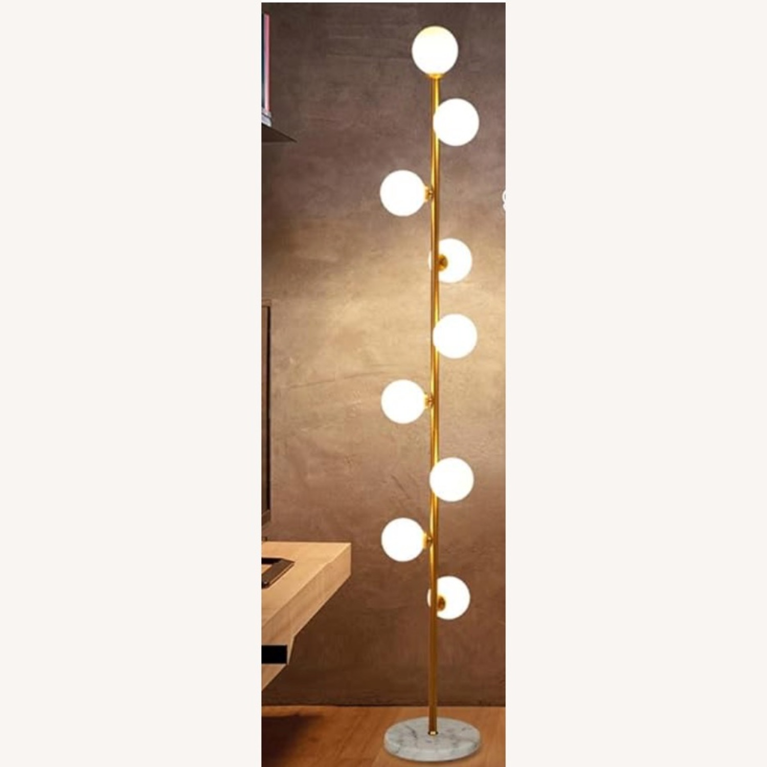 Gold Floor Lamps with Frosted Glass Globes - image-5