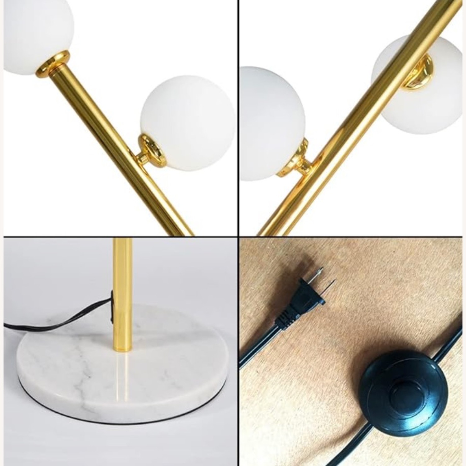 Gold Floor Lamps with Frosted Glass Globes - image-3