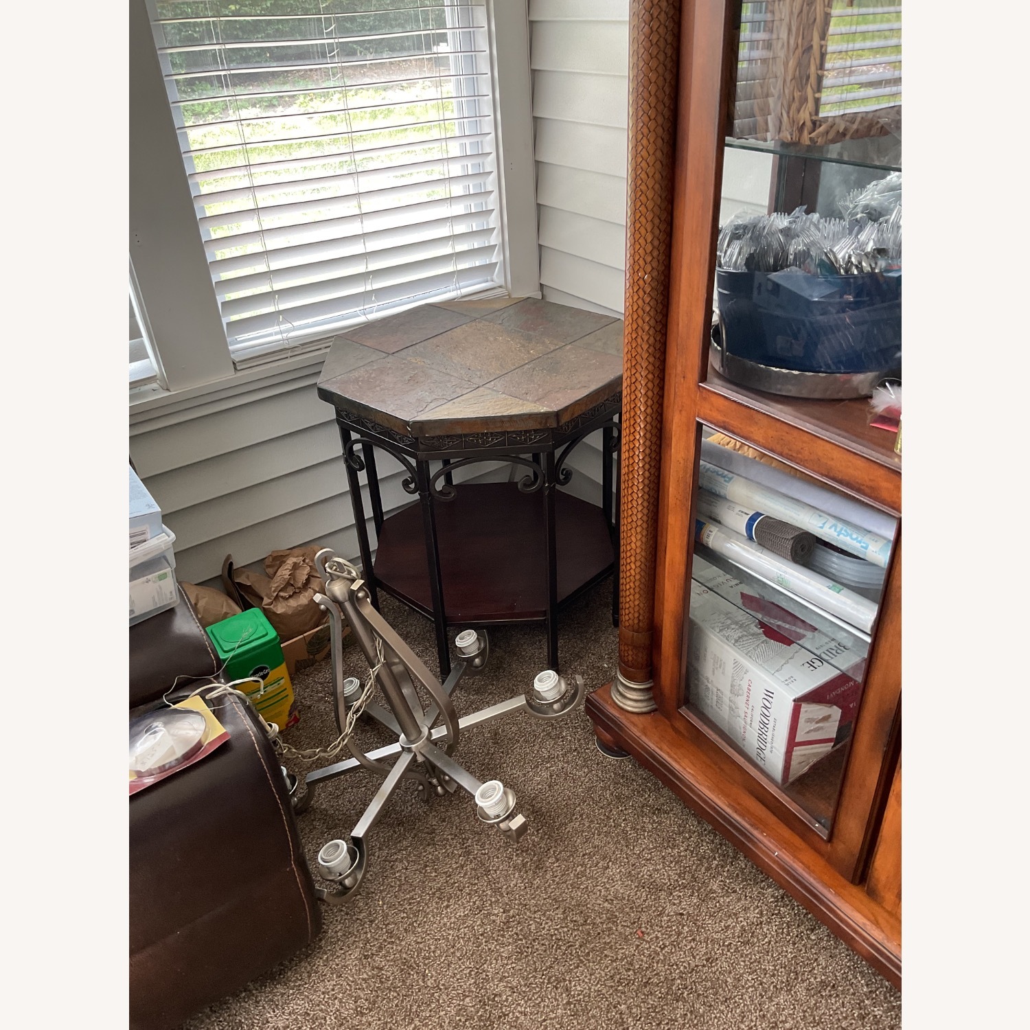 Hexagon Stone Metal and Wood Shelf - image-3