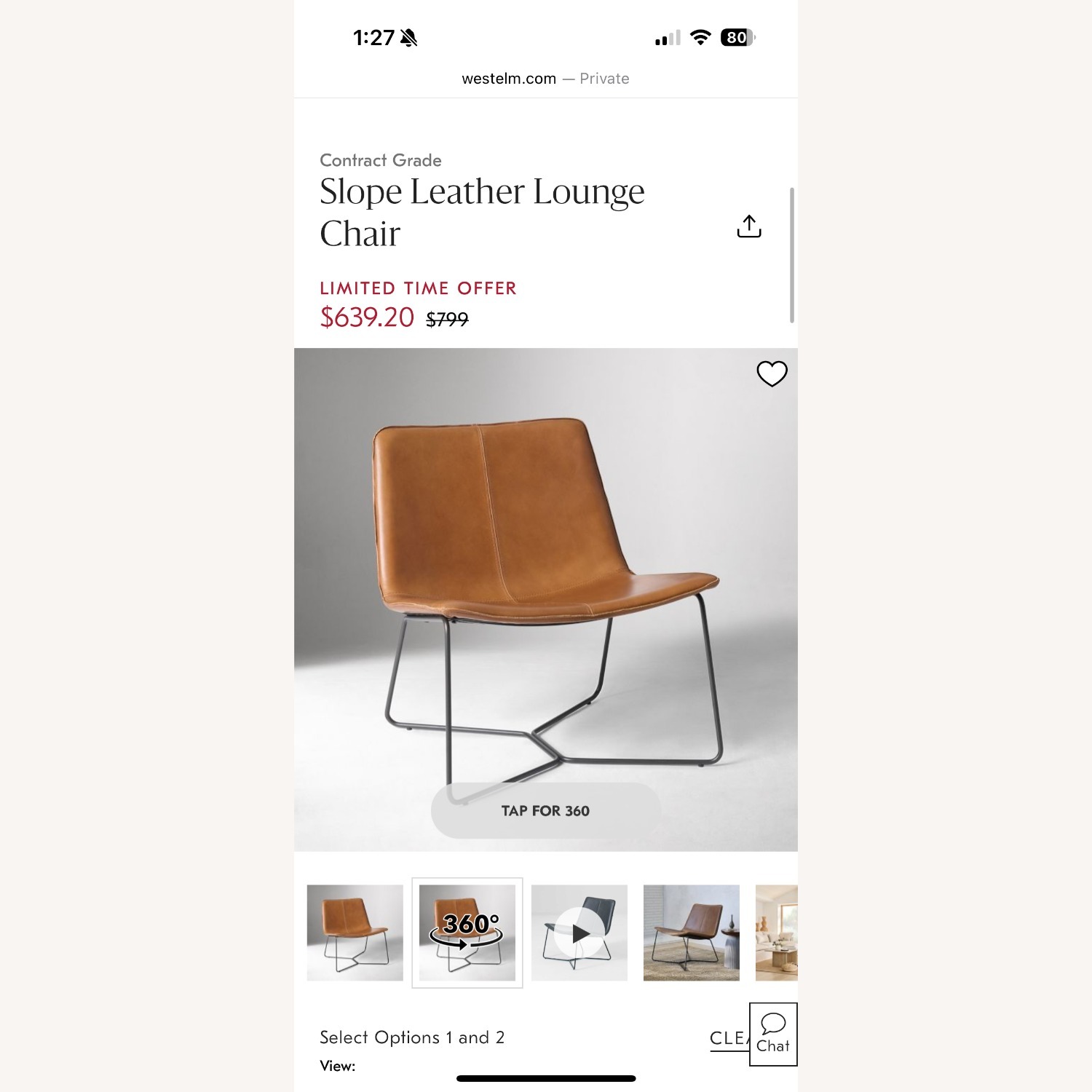 West Elm Slope Leather Accent Chair - image-1