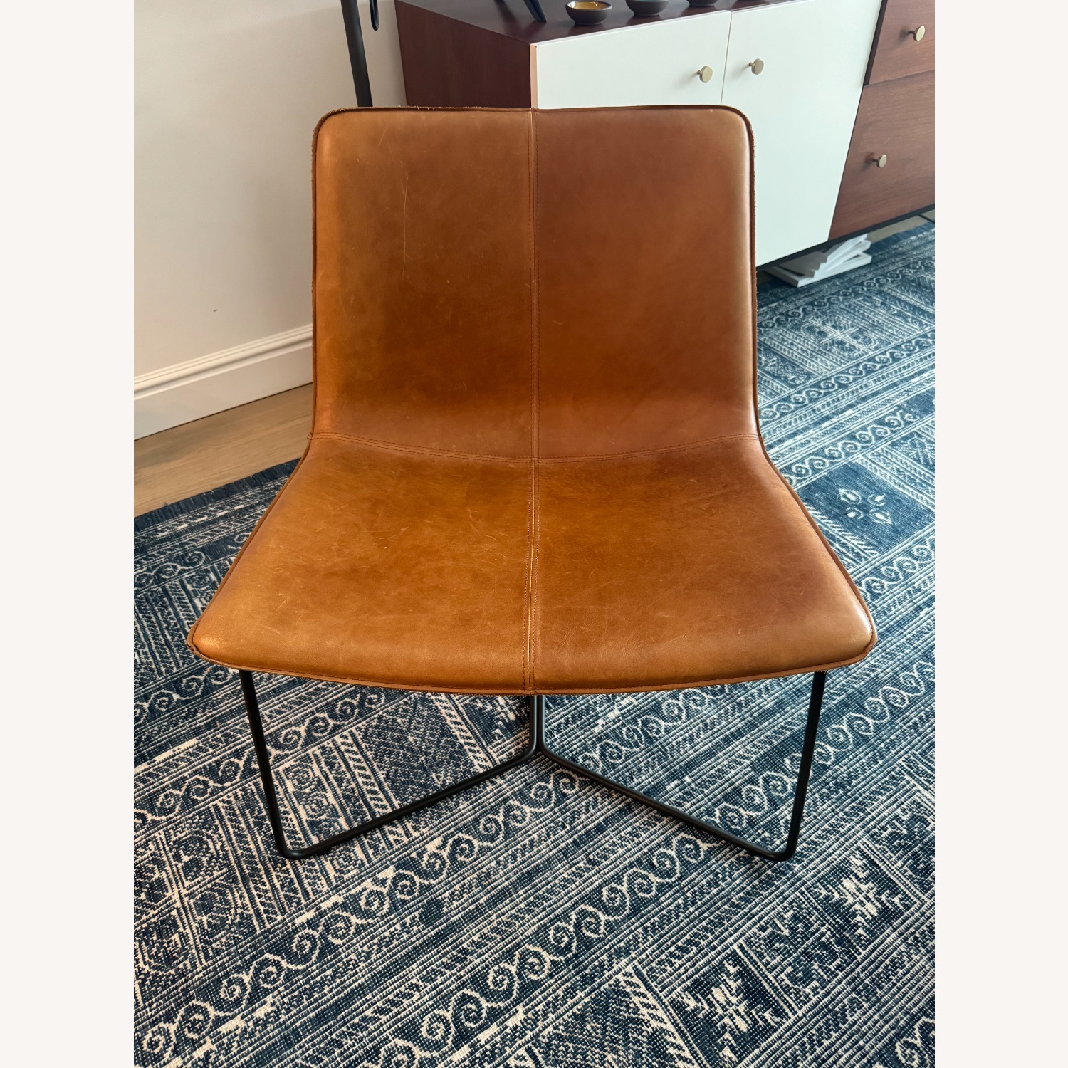 West Elm Slope Leather Accent Chair - image-3