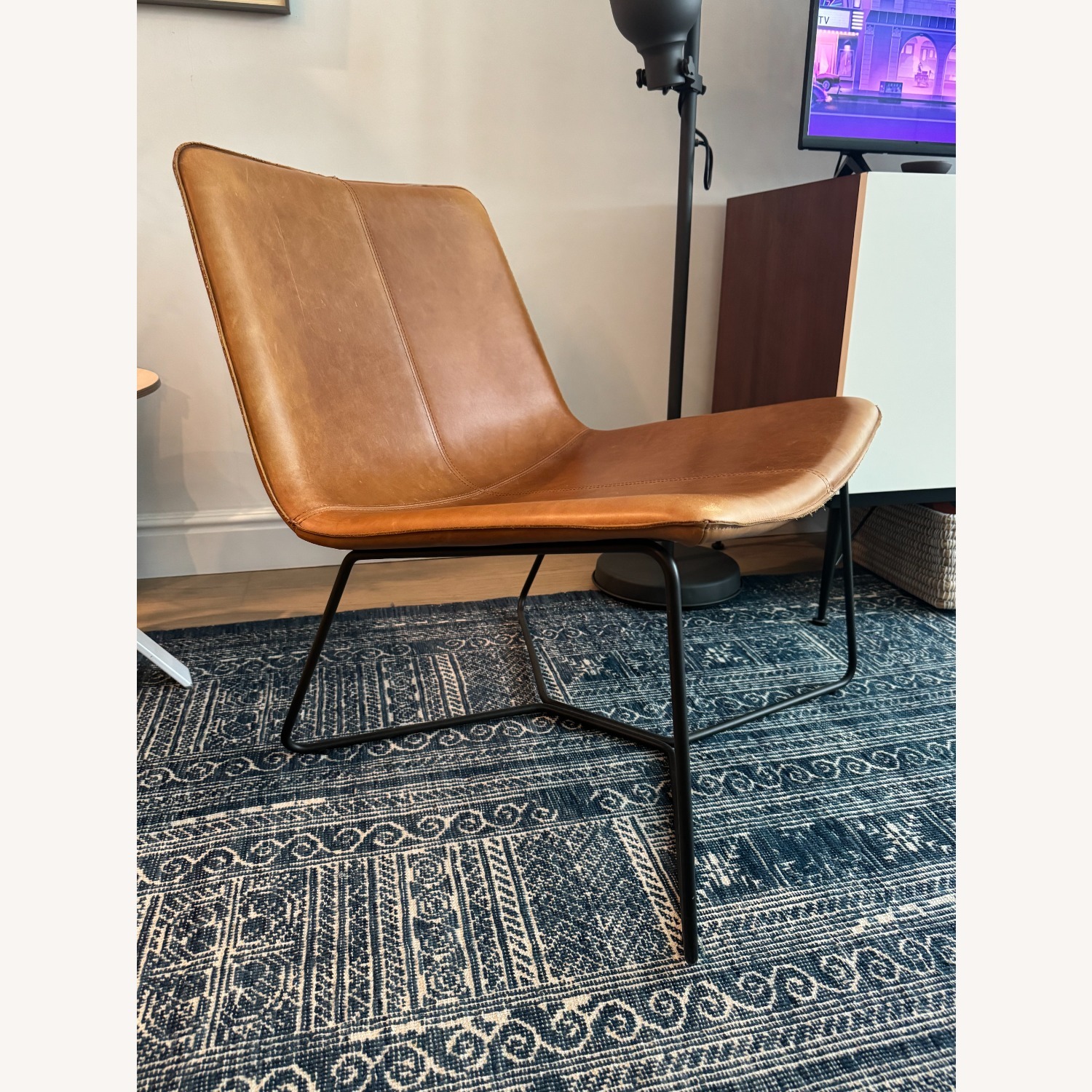 West Elm Slope Leather Accent Chair - image-2