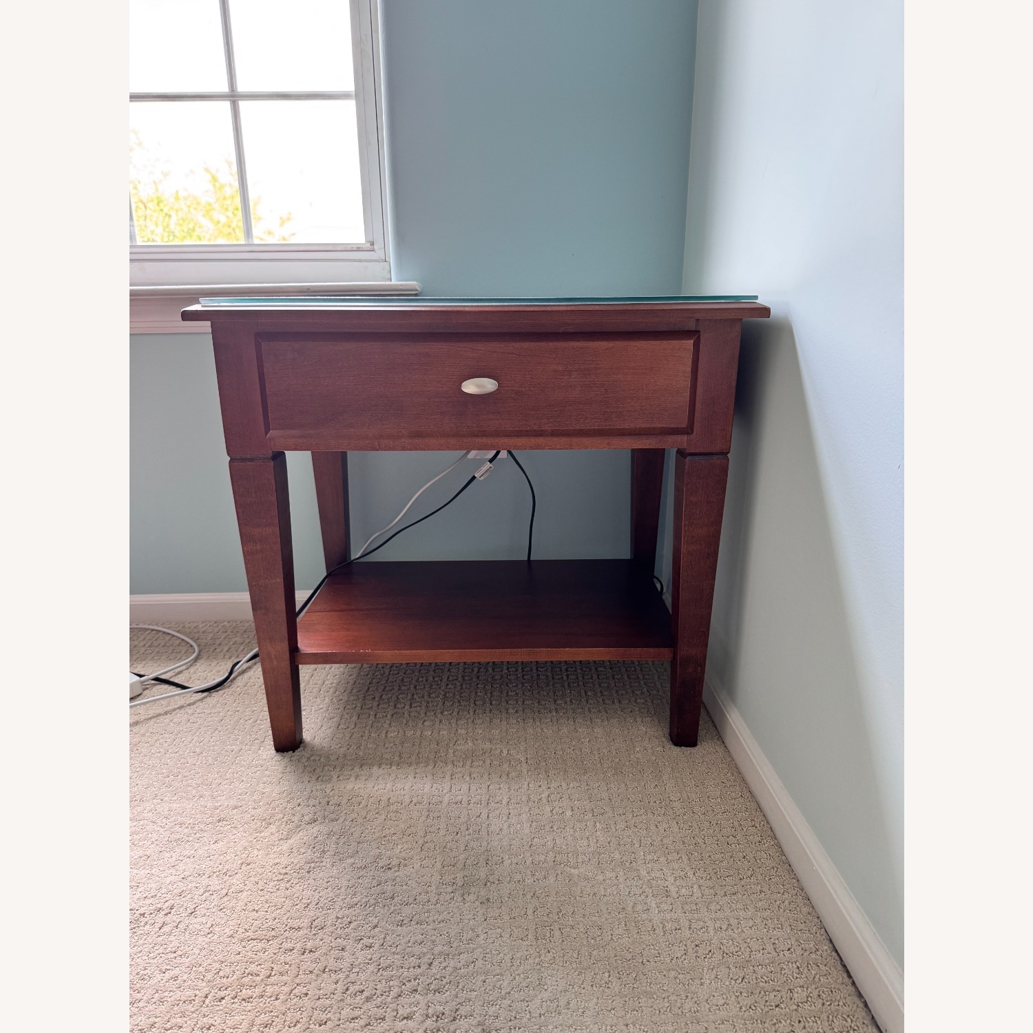 Ethan Allen Dark Brown Wood Nighstand - image-1